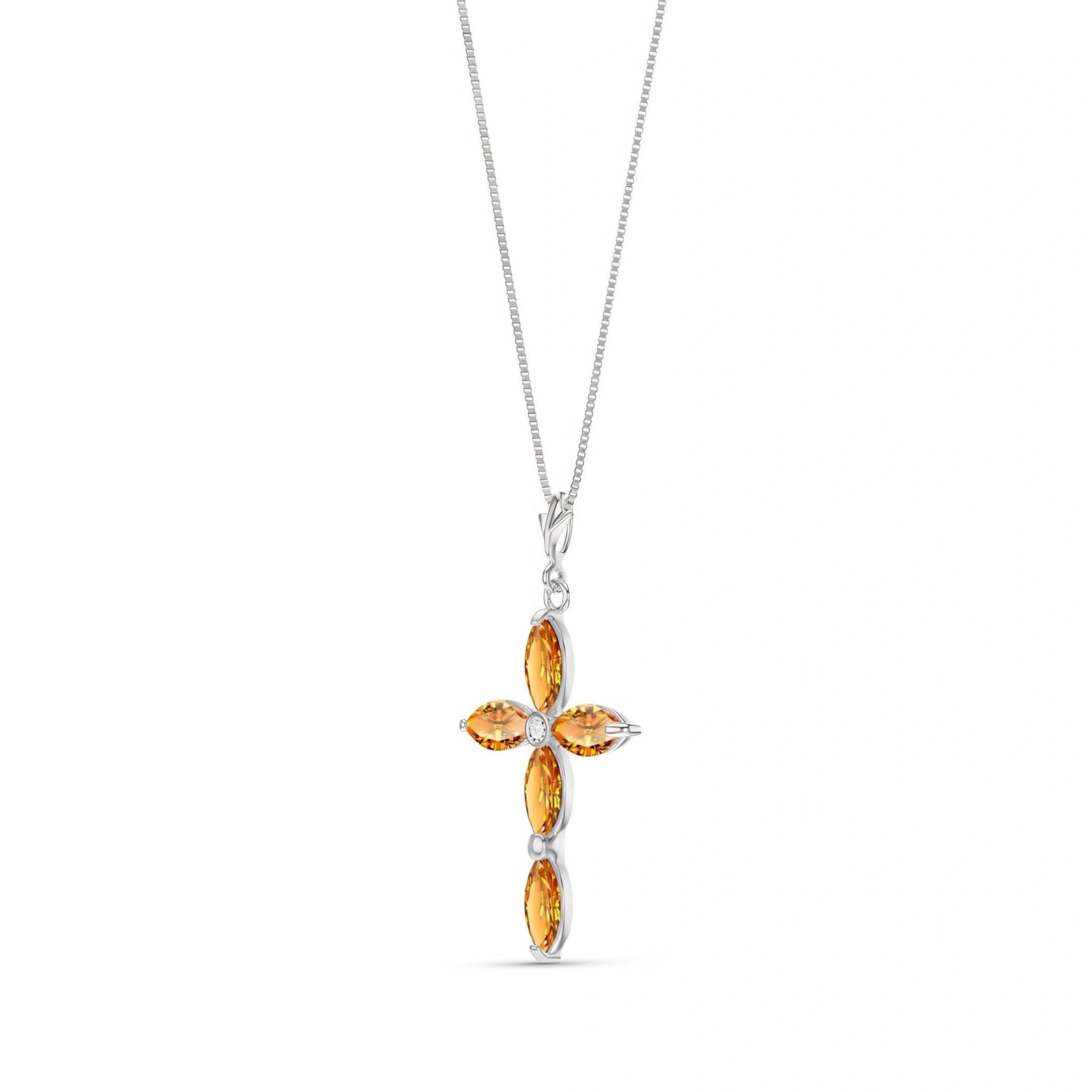 White Gold Charm Necklace Citrine 10K — Delia
