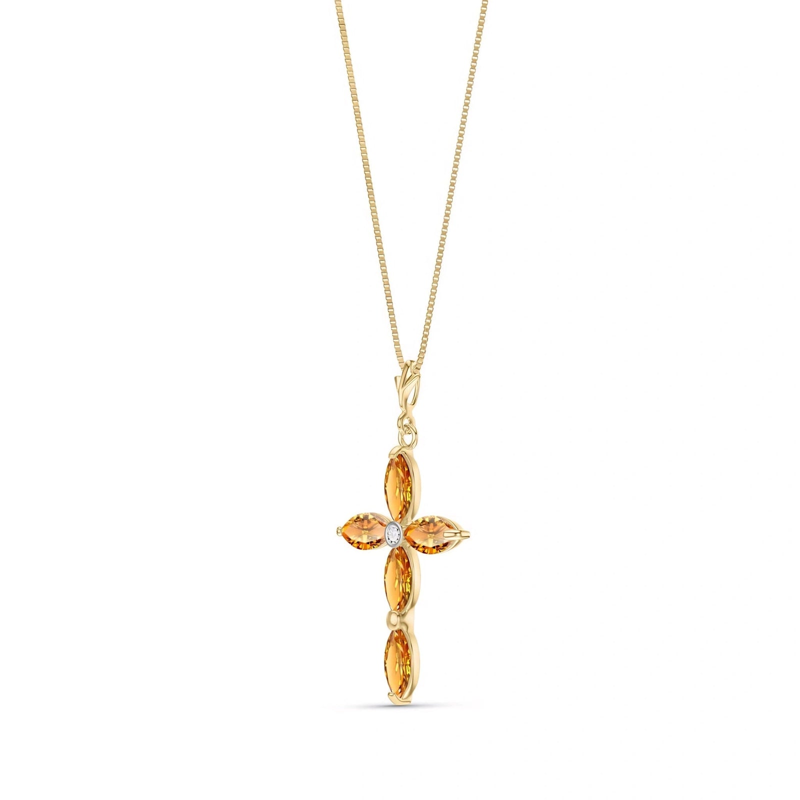 Yellow Gold Charm Necklace Citrine 10K — Delia