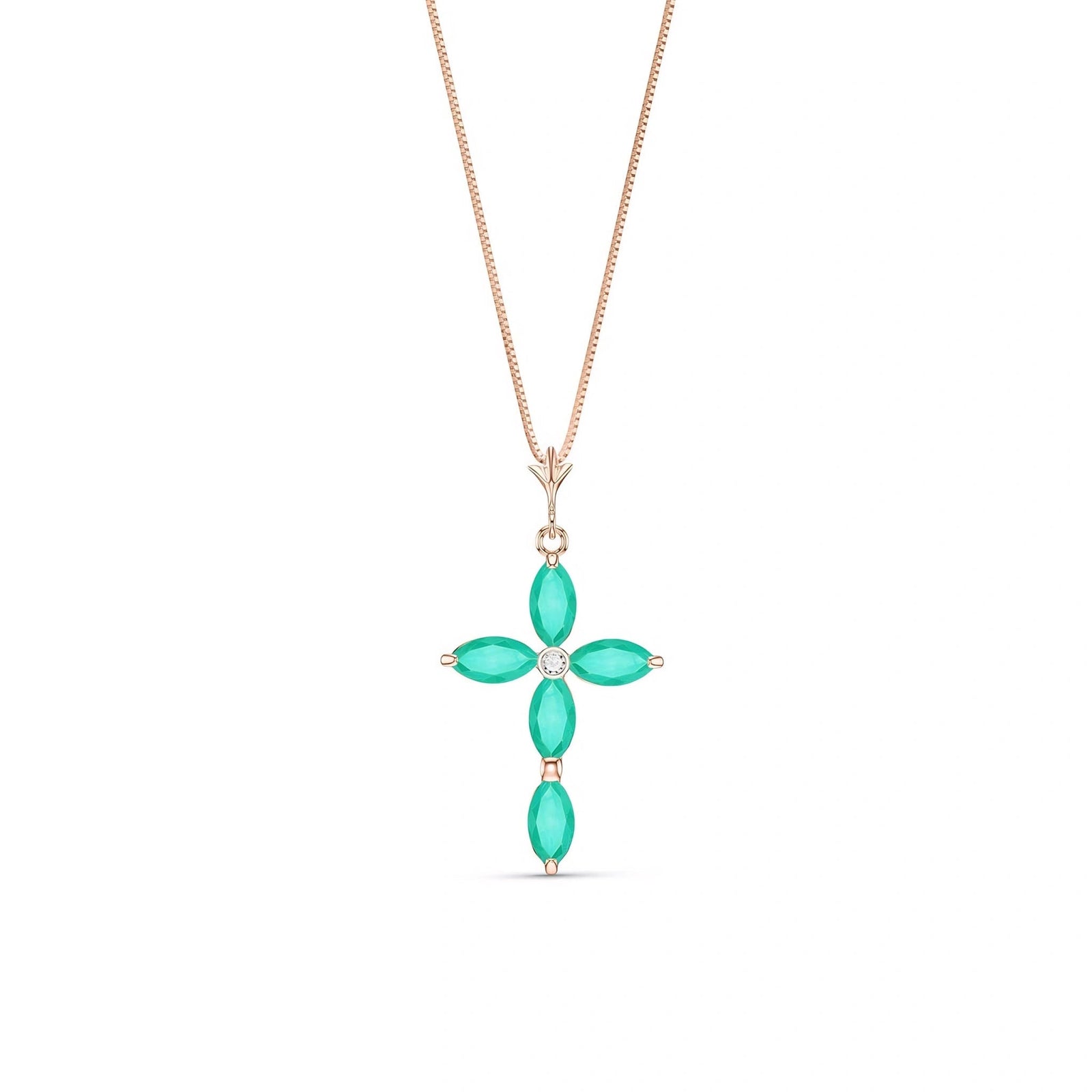 Rose Gold Charm Necklace Emerald 10K — Delia