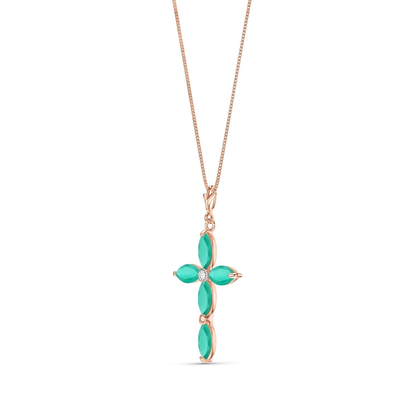 Rose Gold Charm Necklace Emerald 10K — Delia