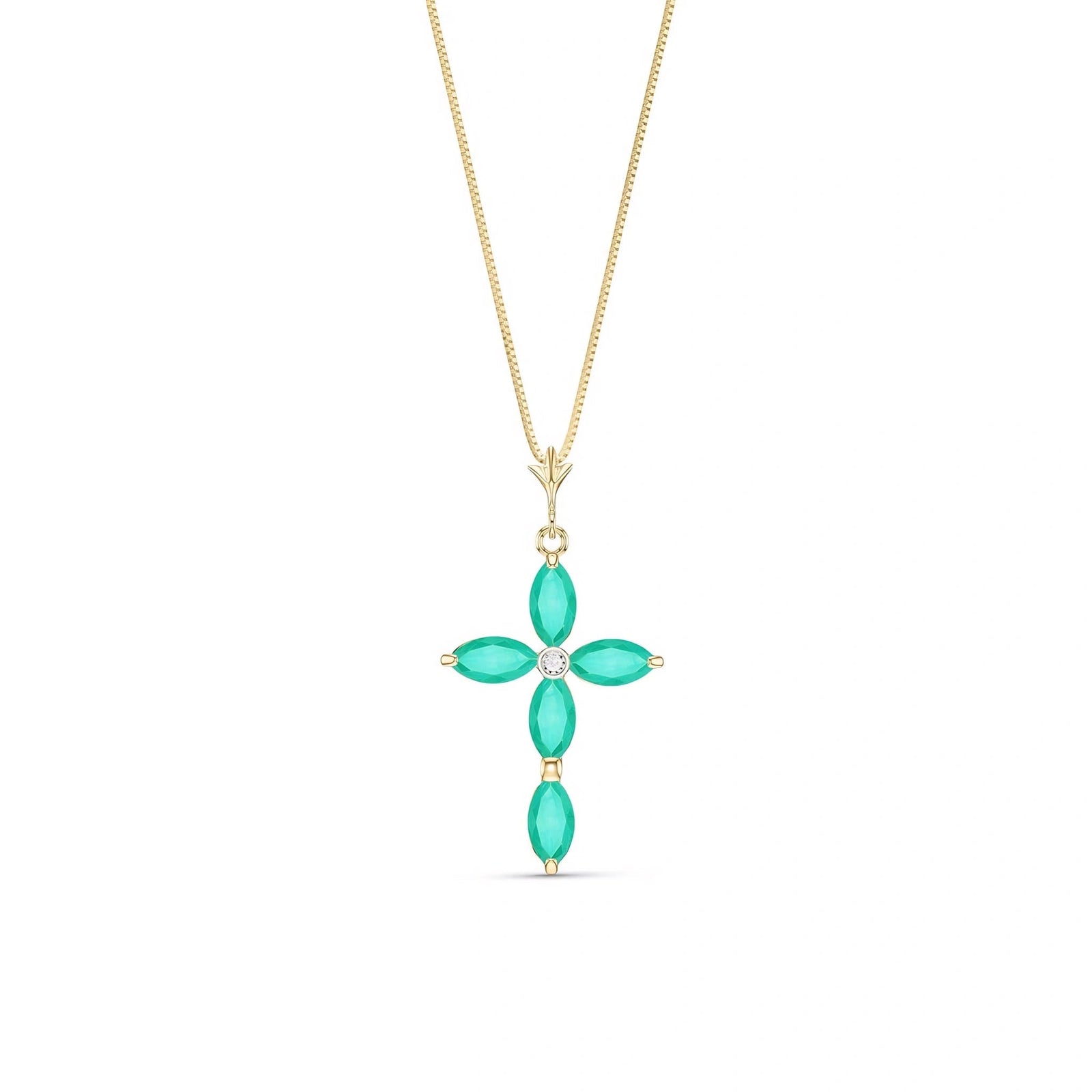 Yellow Gold Charm Necklace Emerald 10K — Delia