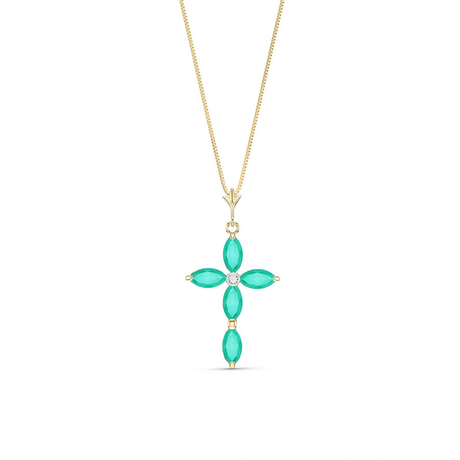 Yellow Gold Charm Necklace Emerald 10K — Delia
