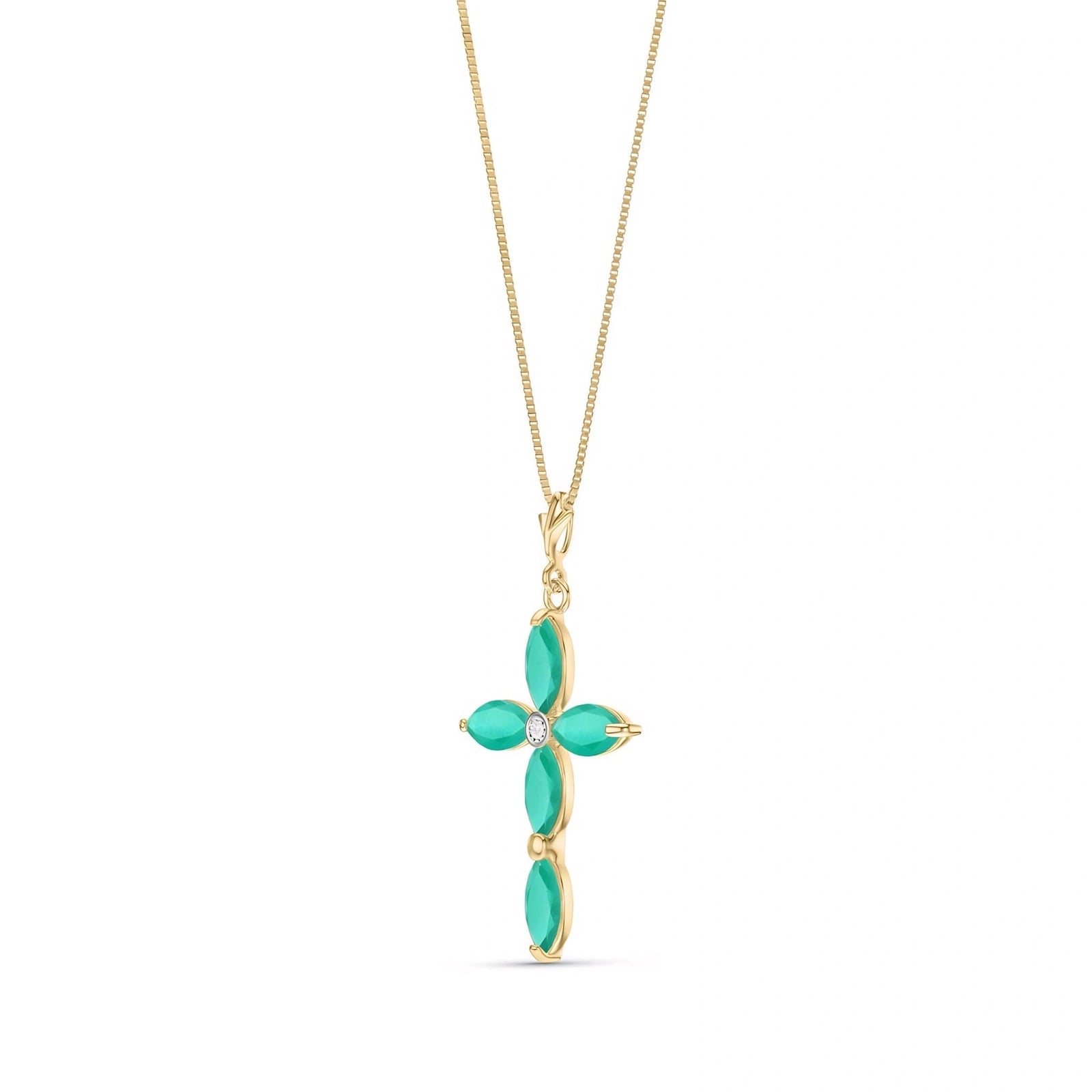 Yellow Gold Charm Necklace Emerald 10K — Delia