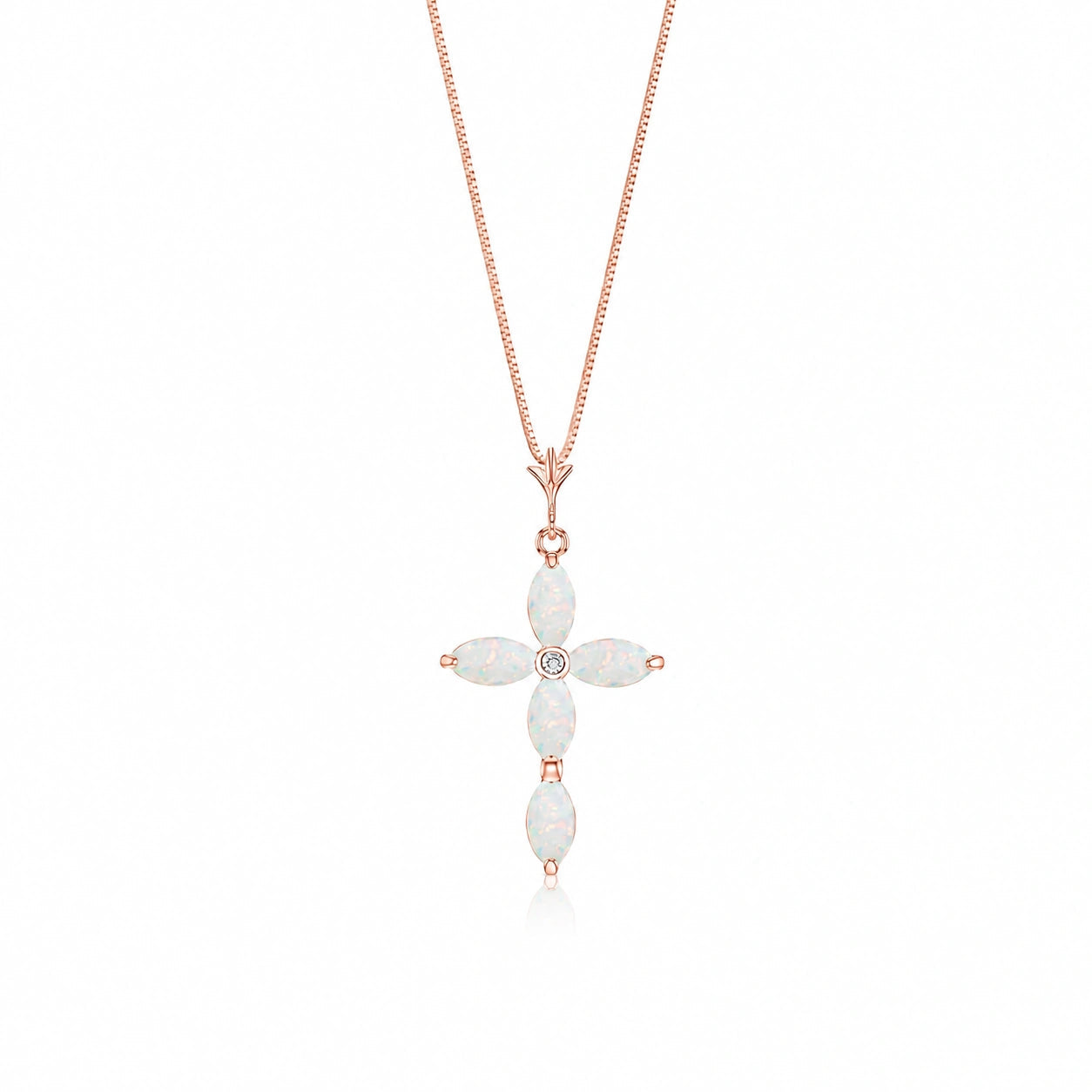 Rose Gold Charm Necklace Opal 10K — Delia