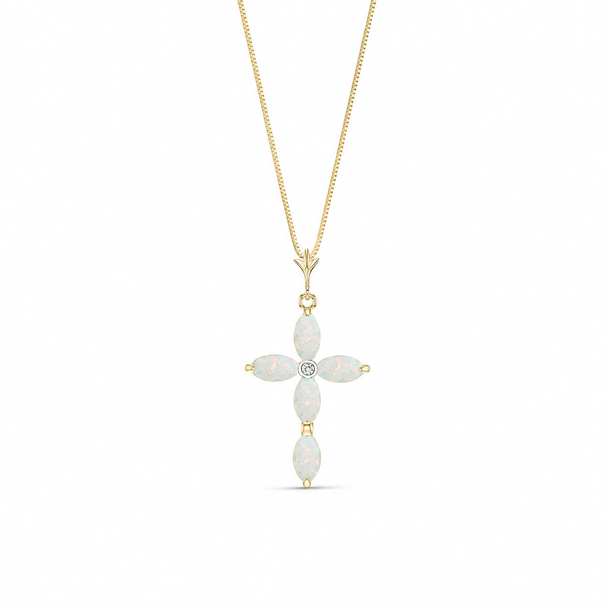 Yellow Gold Charm Necklace Opal 10K — Delia