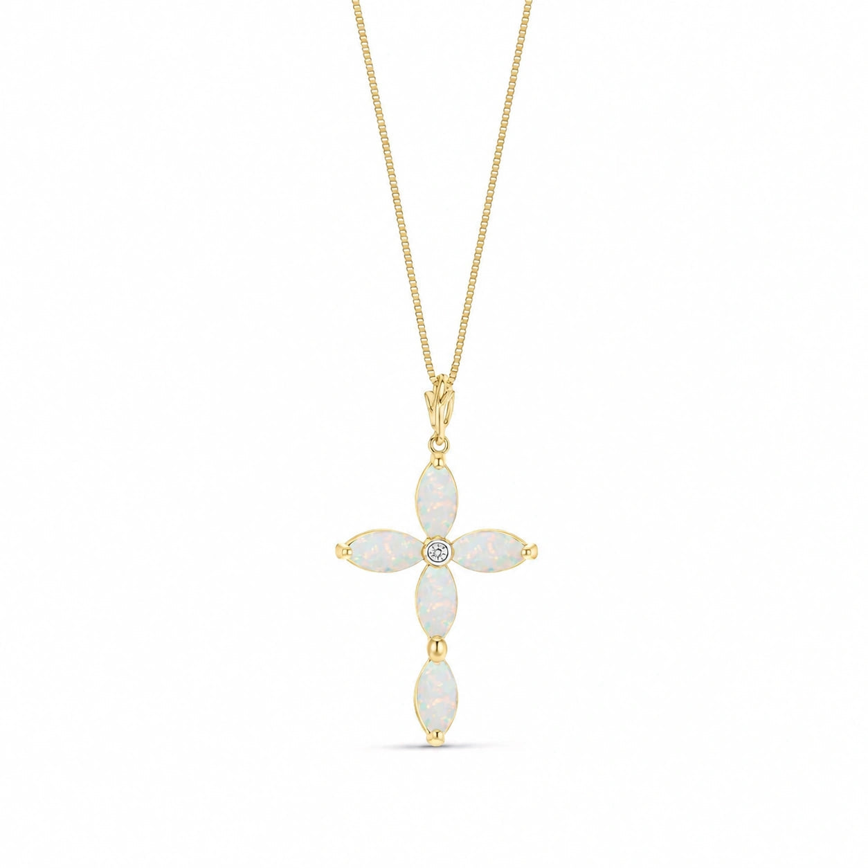 Yellow Gold Charm Necklace Opal 10K — Delia