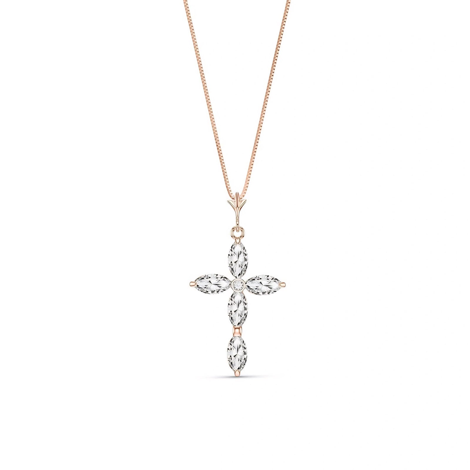 Rose Gold Charm Necklace White Topaz 10K — Delia