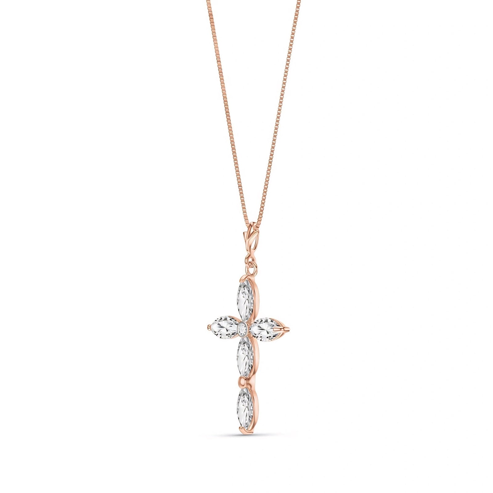 Rose Gold Charm Necklace White Topaz 10K — Delia