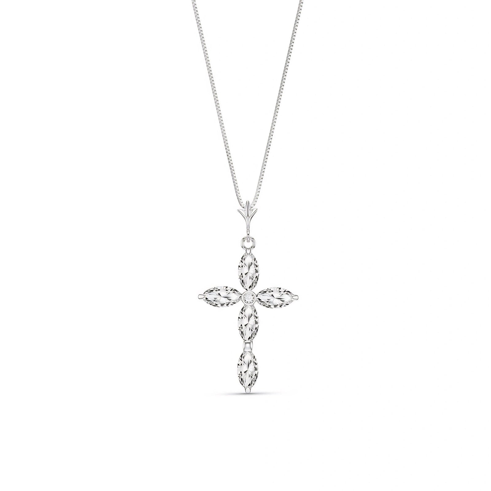 White Gold Charm Necklace White Topaz 10K — Delia