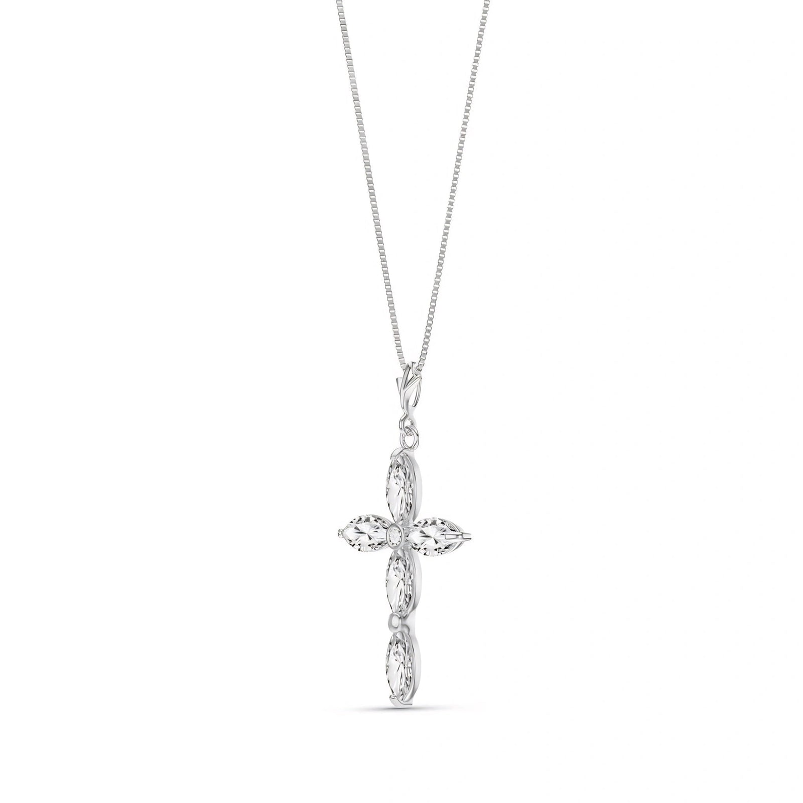 White Gold Charm Necklace White Topaz 10K — Delia