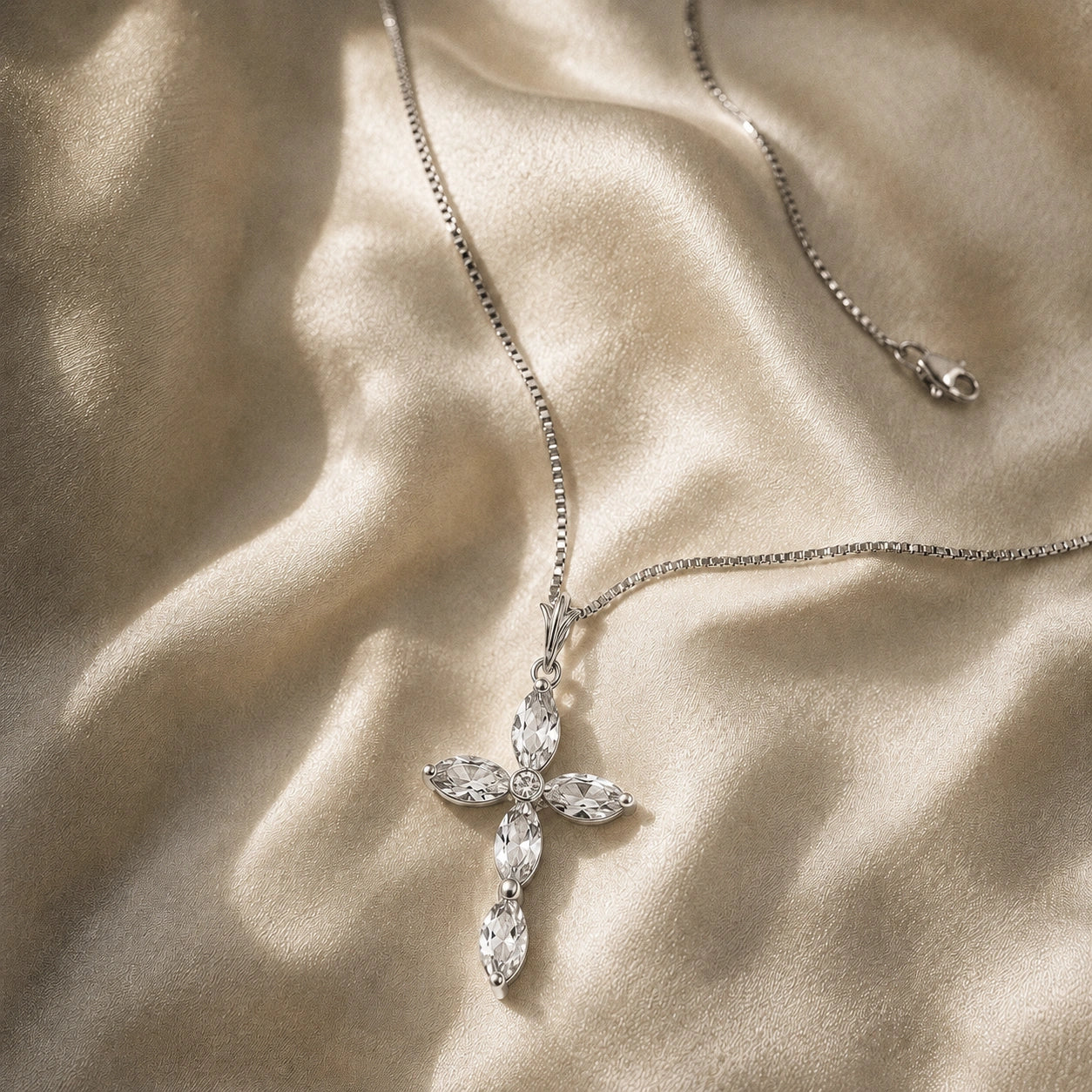 White Gold Charm Necklace White Topaz 10K — Delia