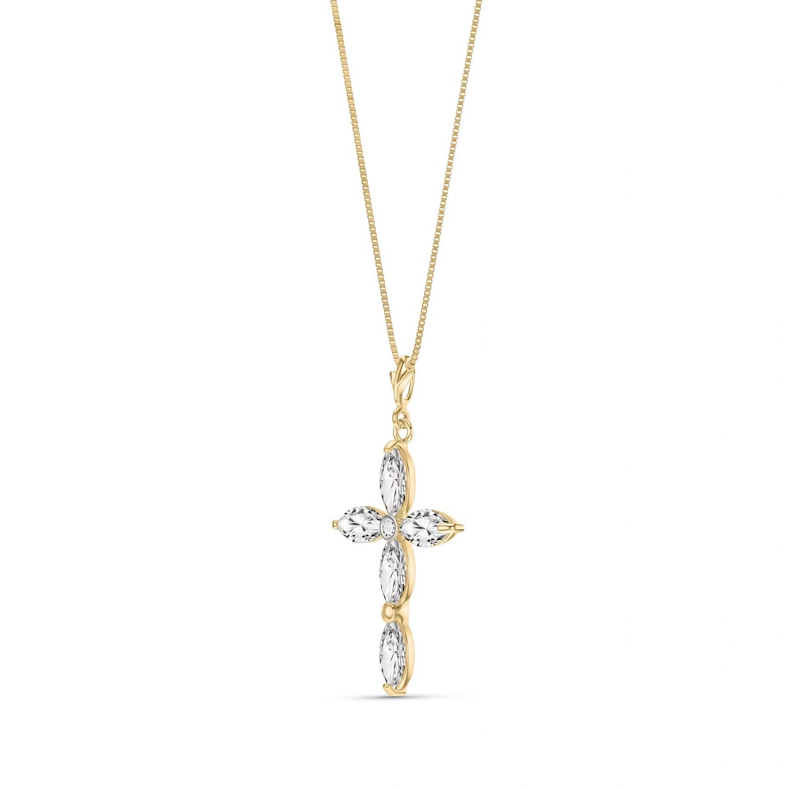 Yellow Gold Charm Necklace White Topaz 10K — Delia
