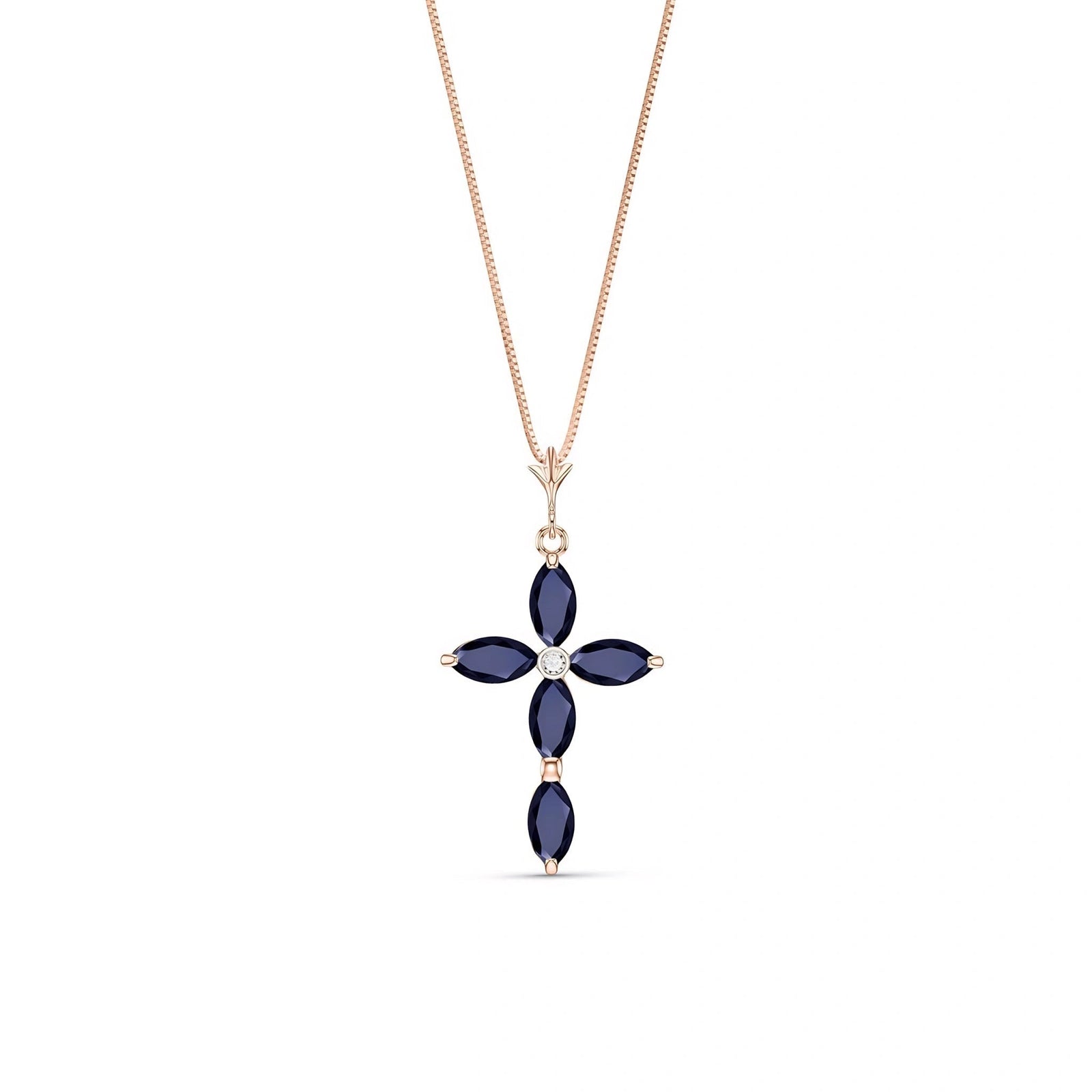 Rose Gold Charm Necklace Sapphire 10K — Delia