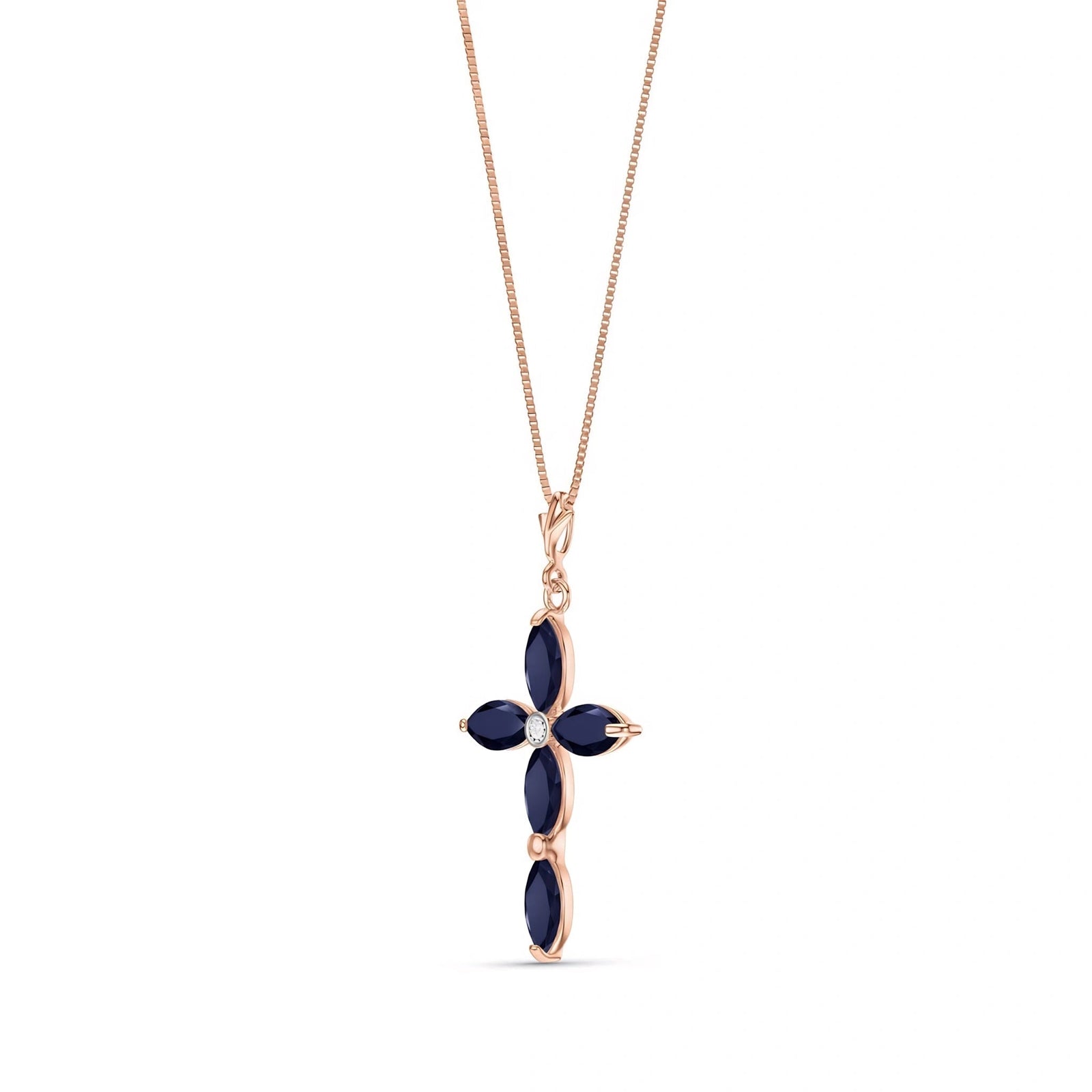 Rose Gold Charm Necklace Sapphire 10K — Delia