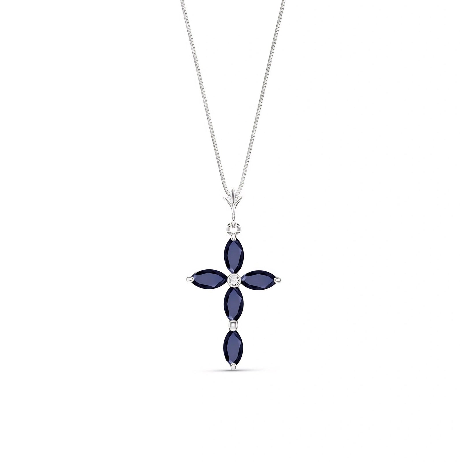 White Gold Charm Necklace Sapphire 10K — Delia