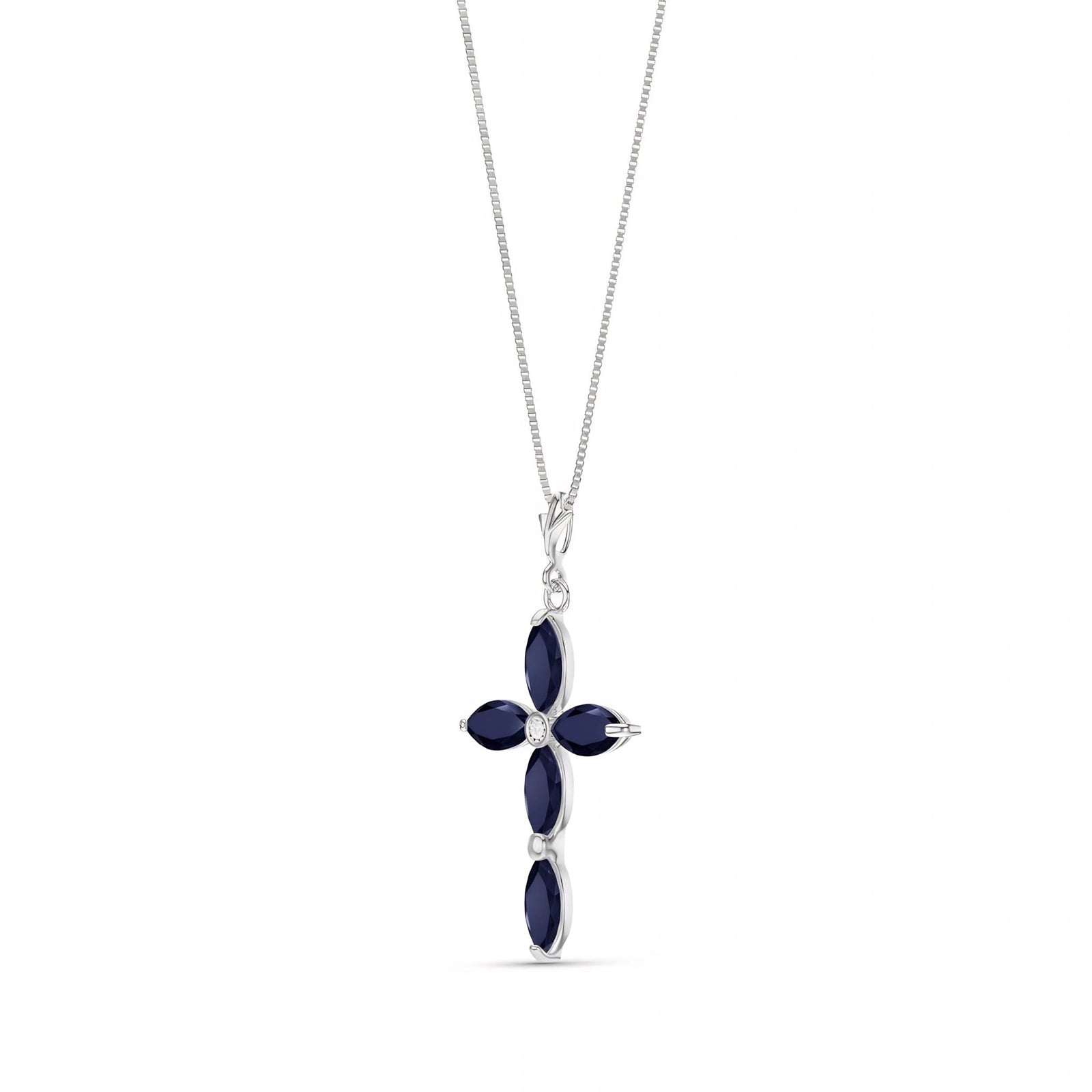 White Gold Charm Necklace Sapphire 10K — Delia