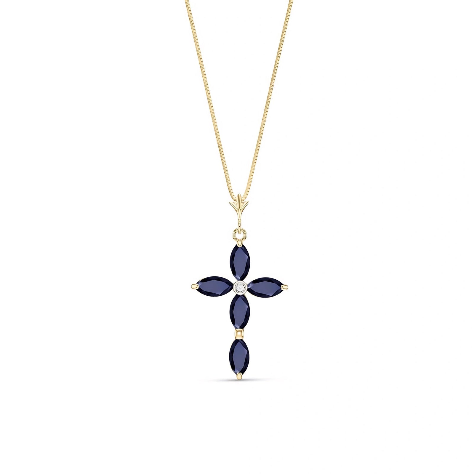 Yellow Gold Charm Necklace Sapphire 10K — Delia