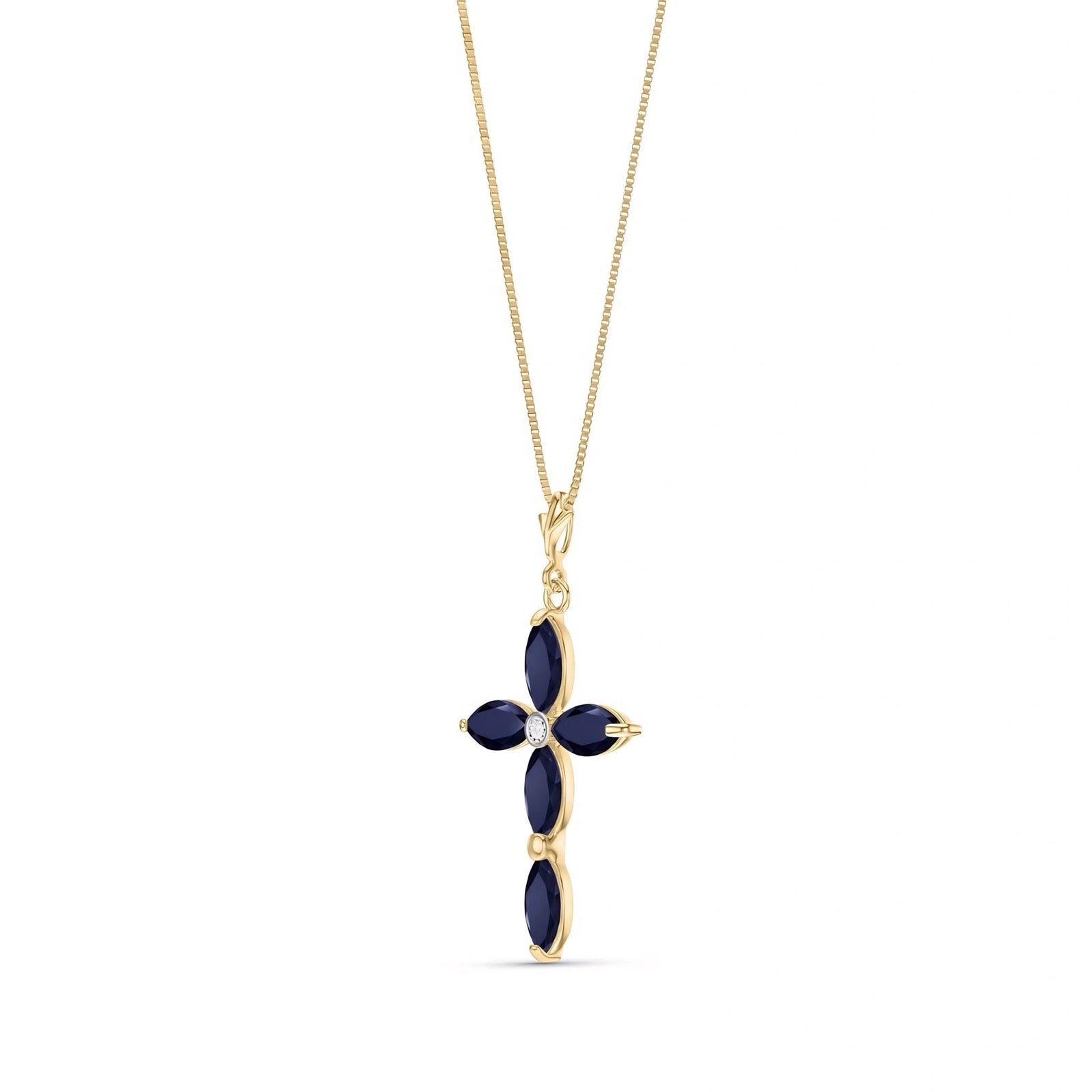 Yellow Gold Charm Necklace Sapphire 10K — Delia