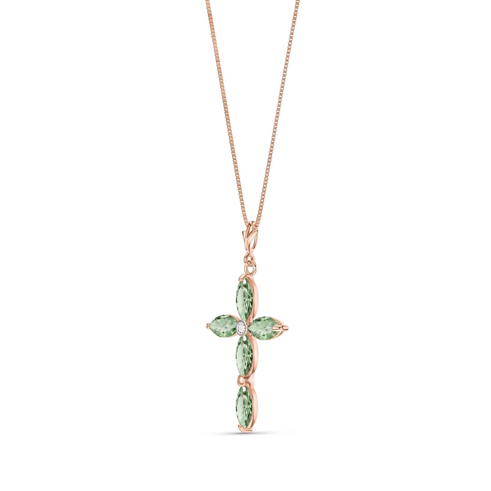 Rose Gold Charm Necklace Green Amethyst 10K — Delia