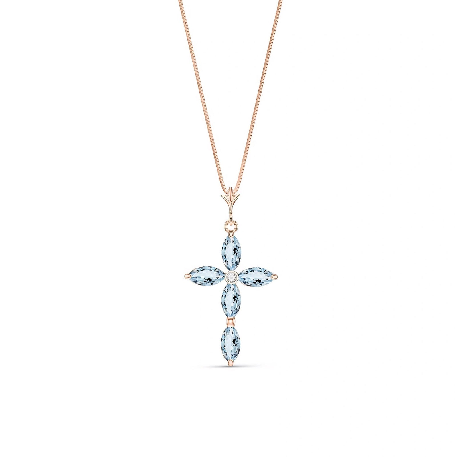 Rose Gold Charm Necklace Aquamarine 10K — Delia