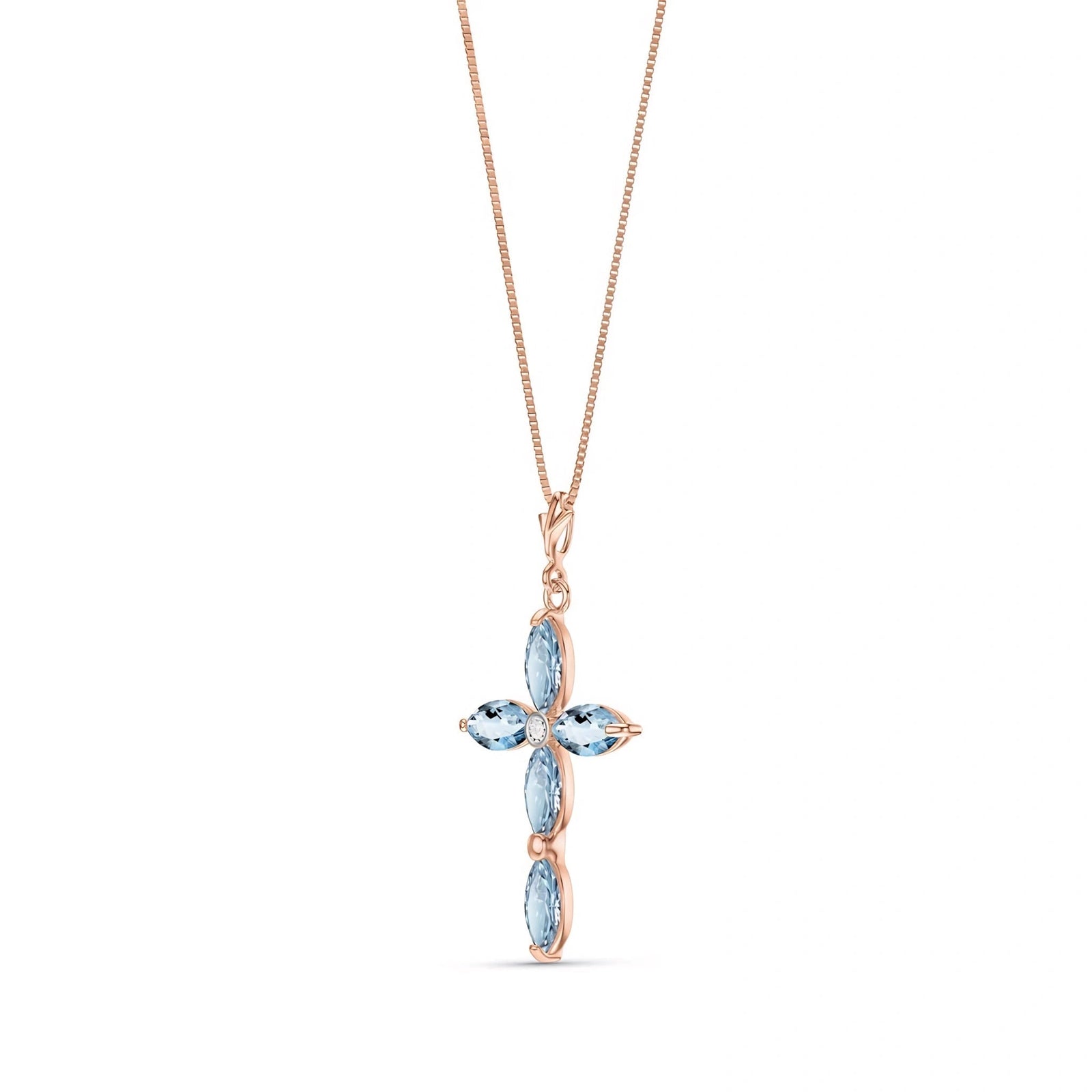 Rose Gold Charm Necklace Aquamarine 10K — Delia
