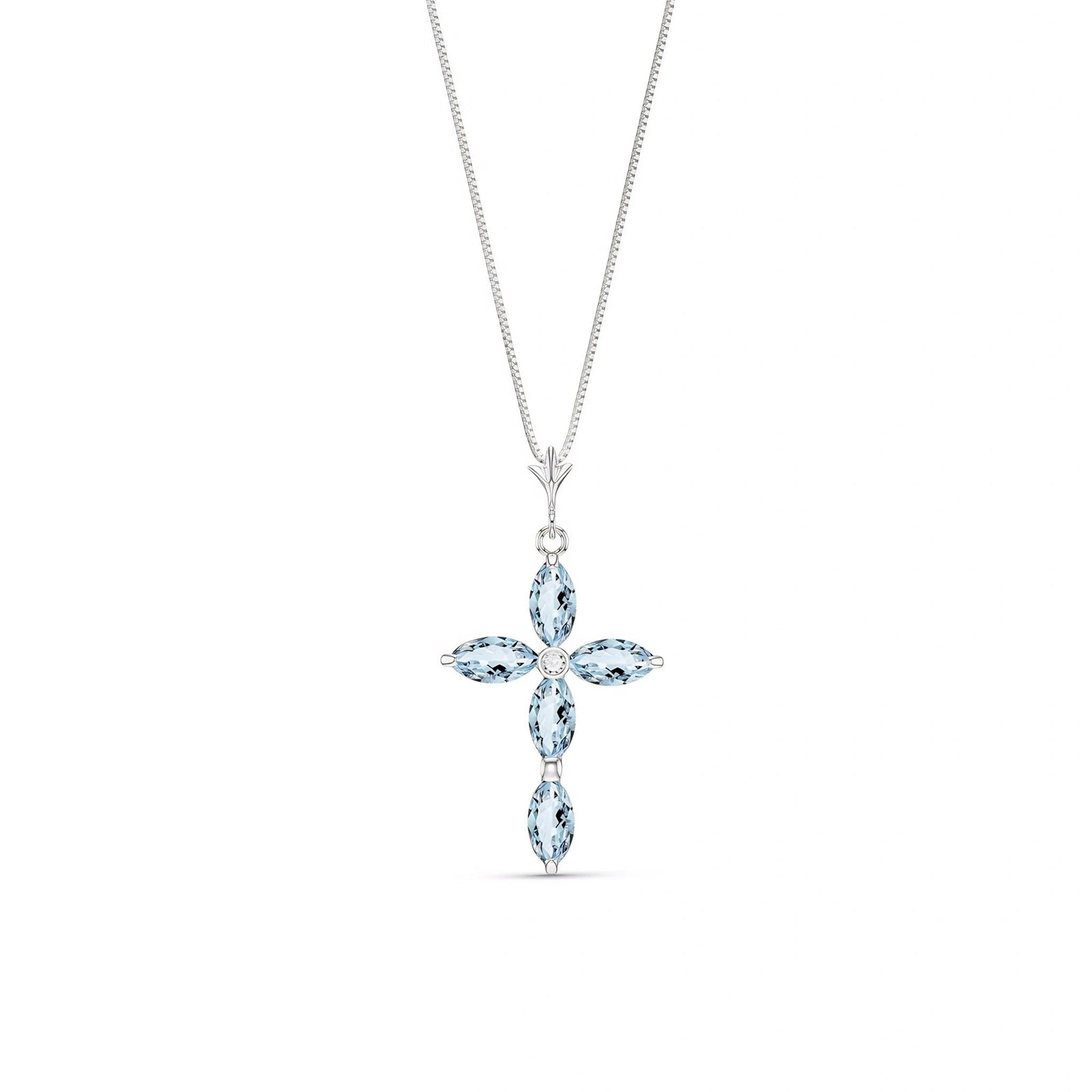 White Gold Charm Necklace Aquamarine 10K — Delia