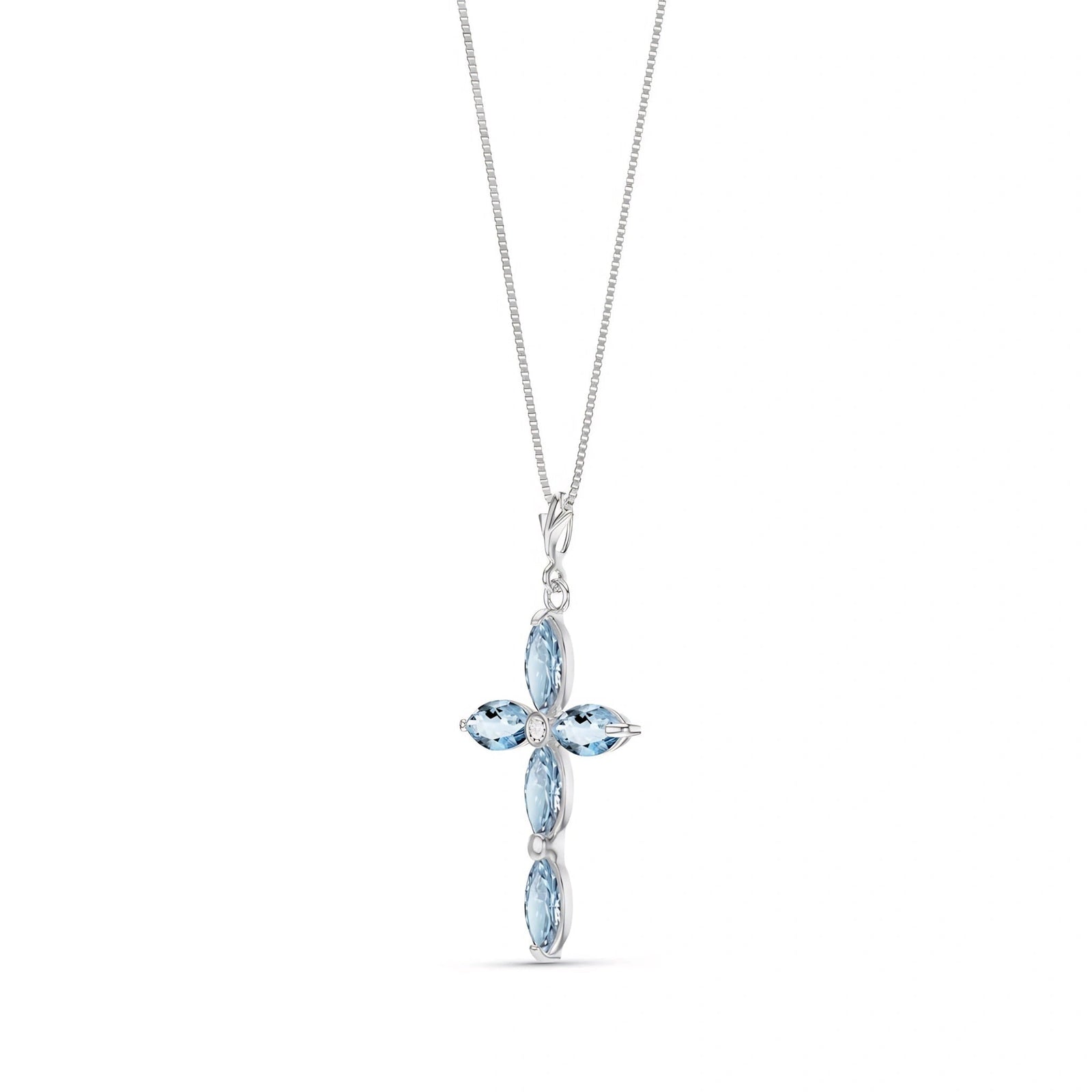 White Gold Charm Necklace Aquamarine 10K — Delia