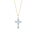 Yellow Gold Charm Necklace Aquamarine 10K — Delia