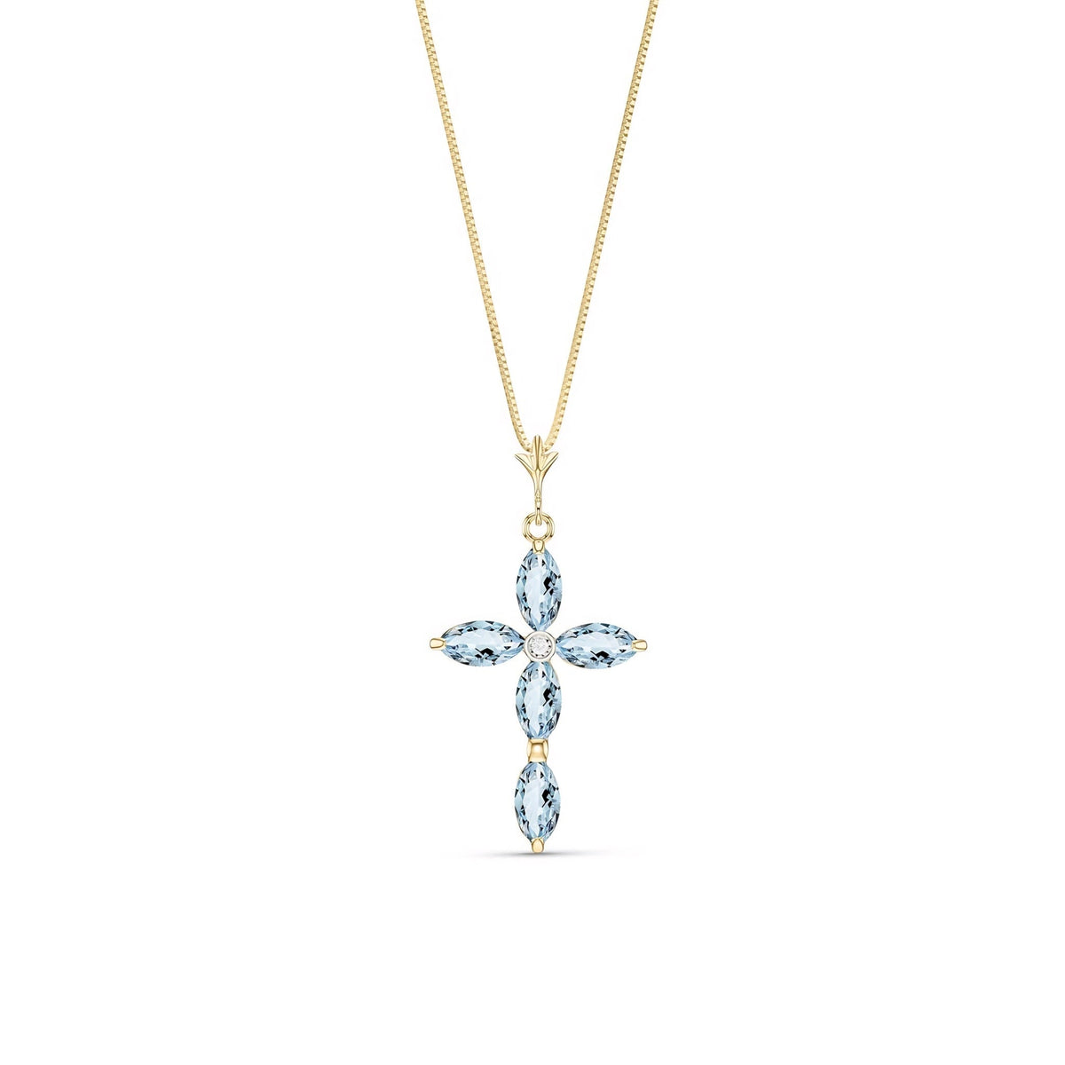 Yellow Gold Charm Necklace Aquamarine 10K — Delia