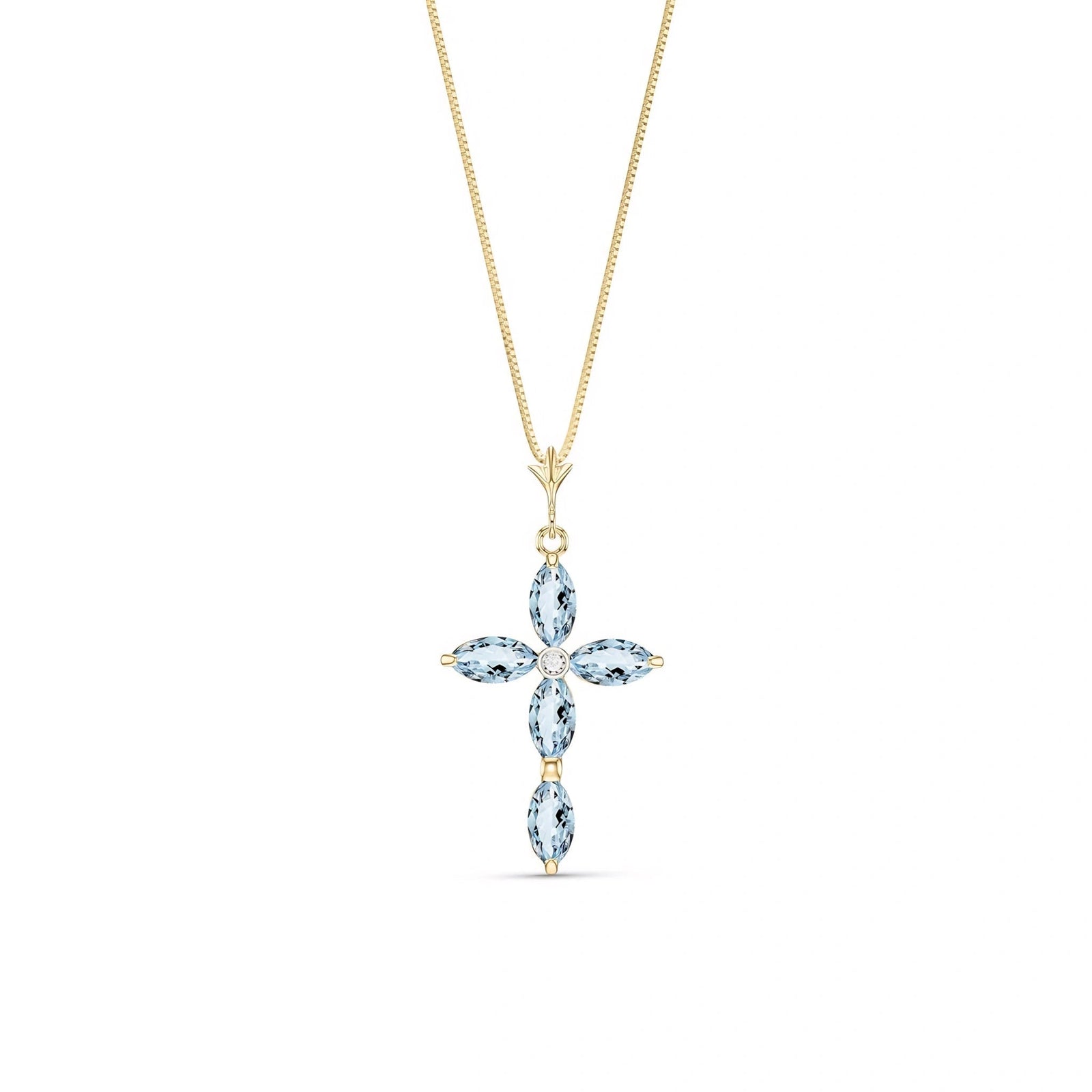 Yellow Gold Charm Necklace Aquamarine 10K — Delia
