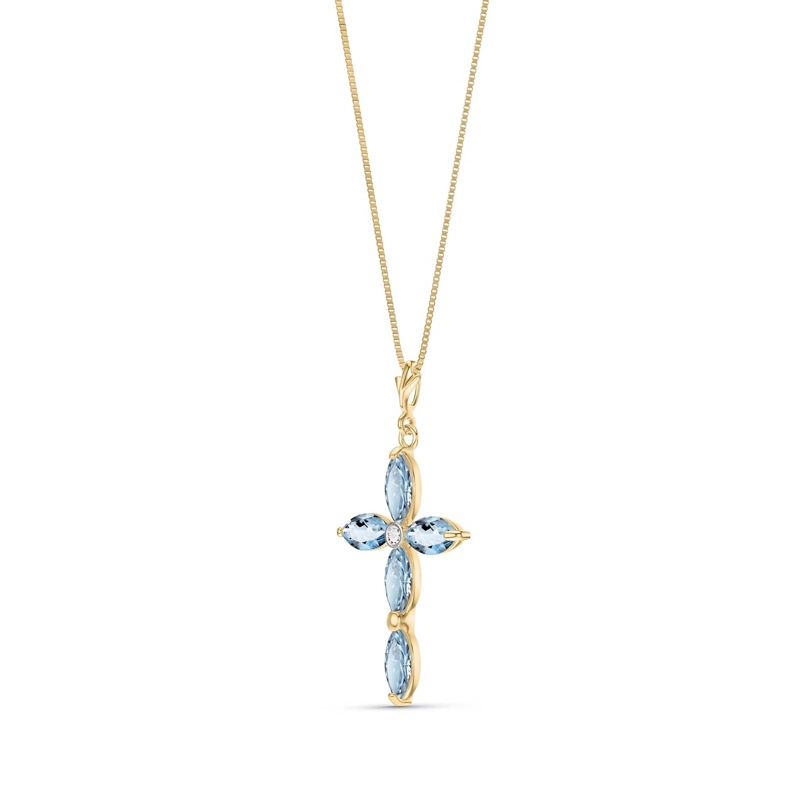 Yellow Gold Charm Necklace Aquamarine 10K — Delia