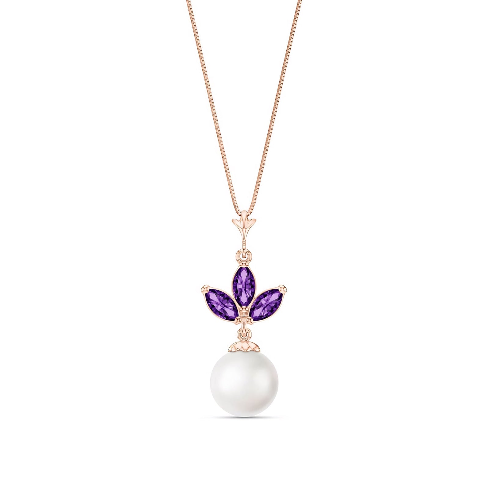 Rose Gold Necklace Amethyst 10K — Colombina