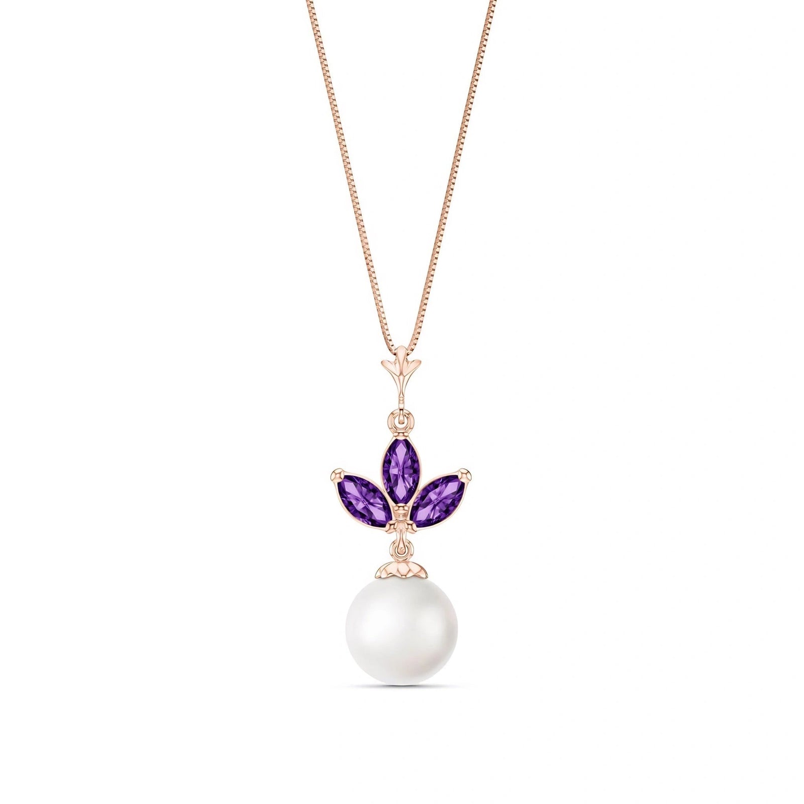 Rose Gold Necklace Amethyst 10K — Colombina