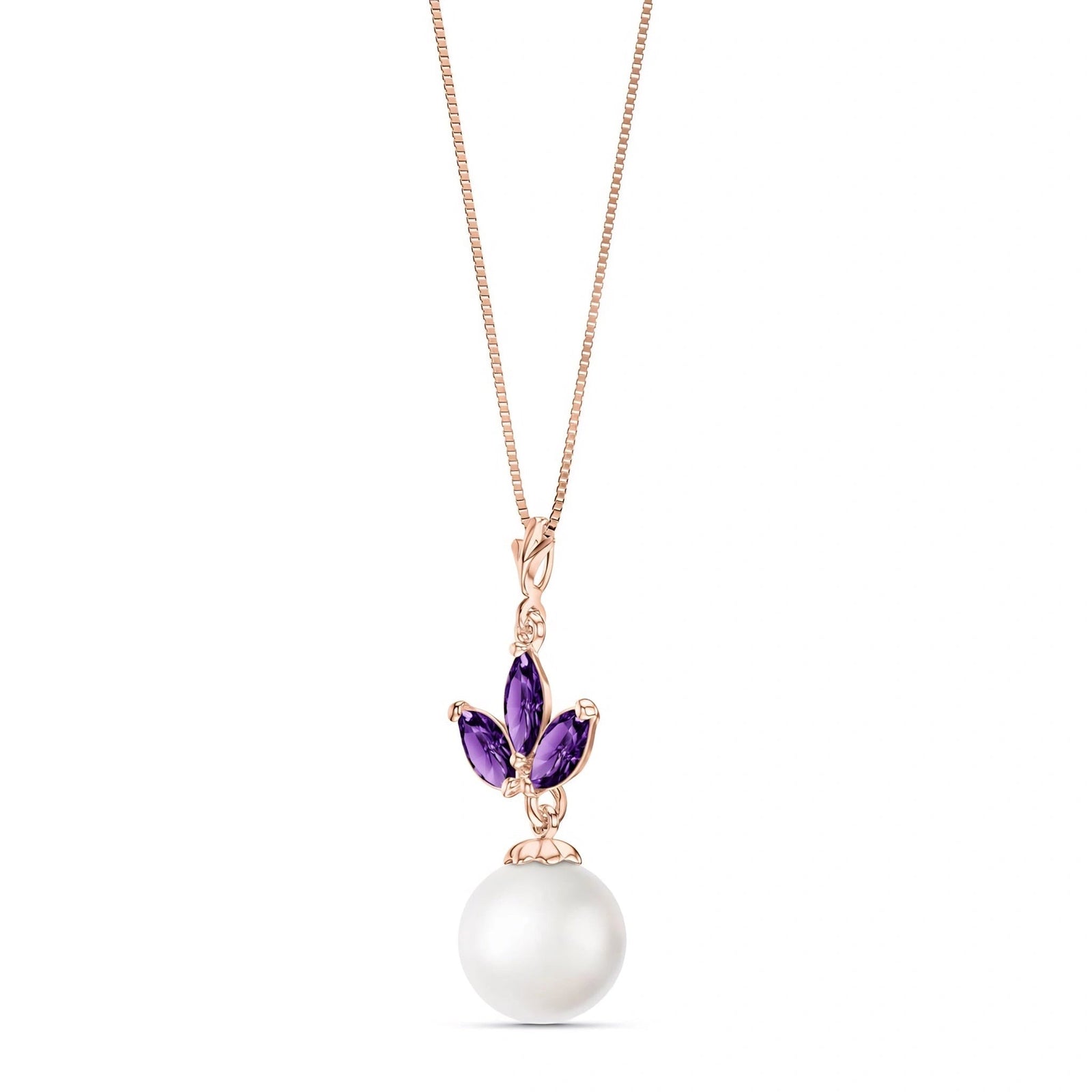 Rose Gold Necklace Amethyst 10K — Colombina