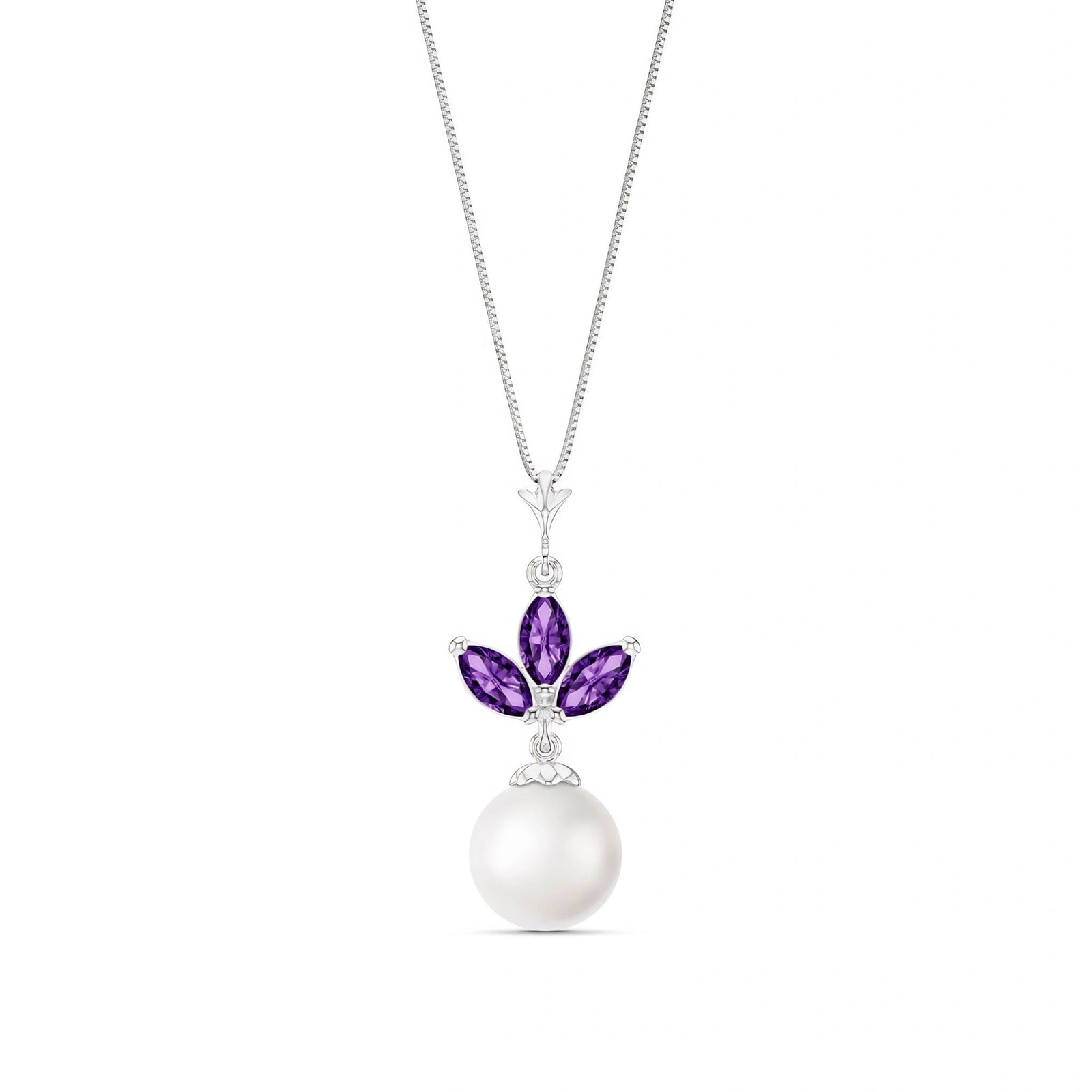 White Gold Necklace Amethyst 10K — Colombina