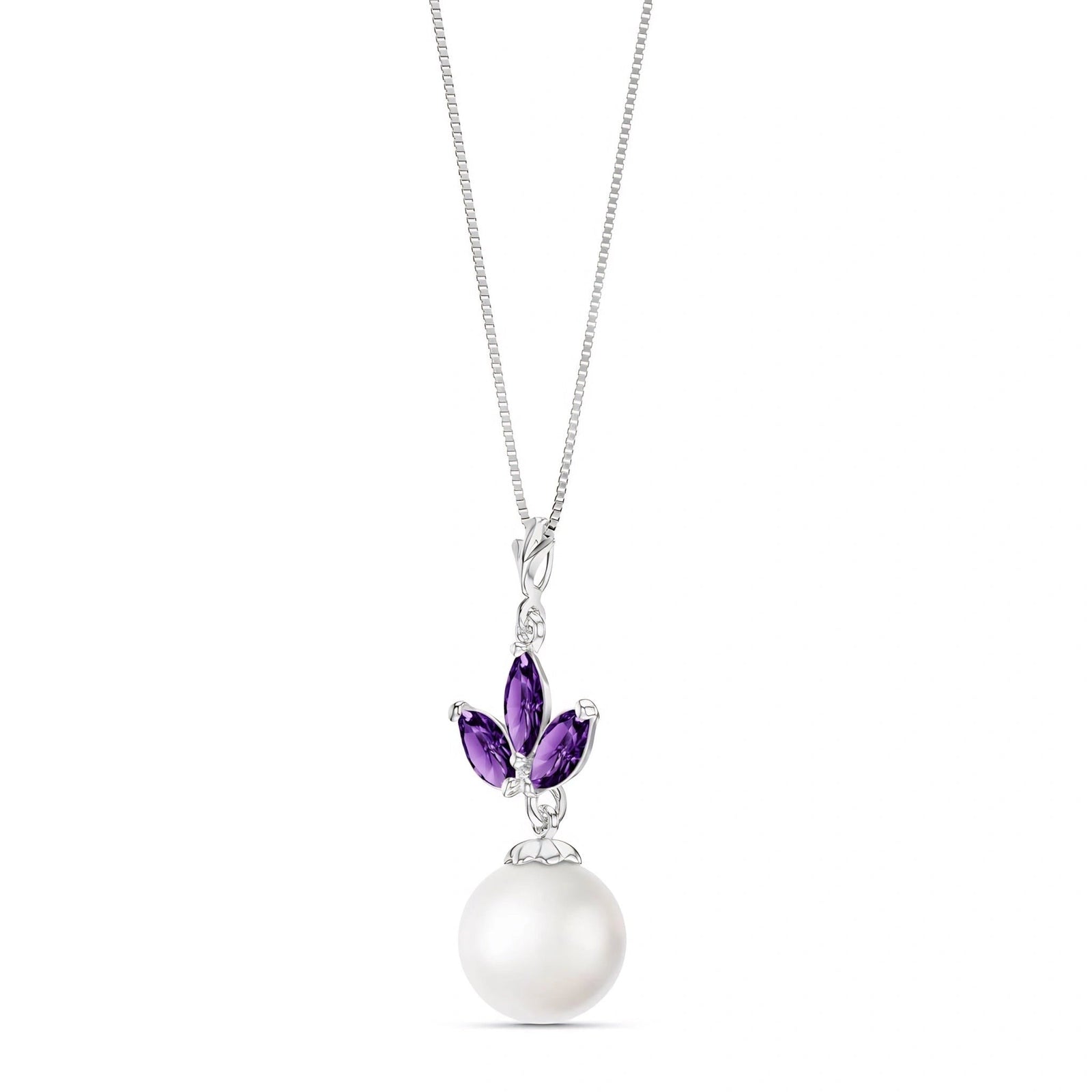 White Gold Necklace Amethyst 10K — Colombina