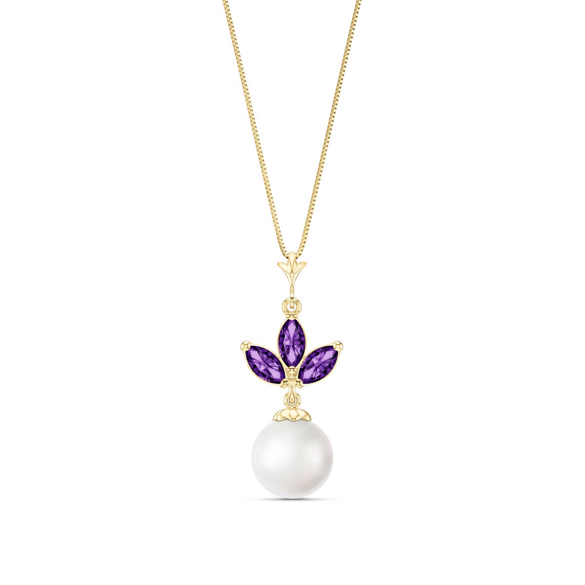 Yellow Gold Necklace Amethyst 10K — Colombina