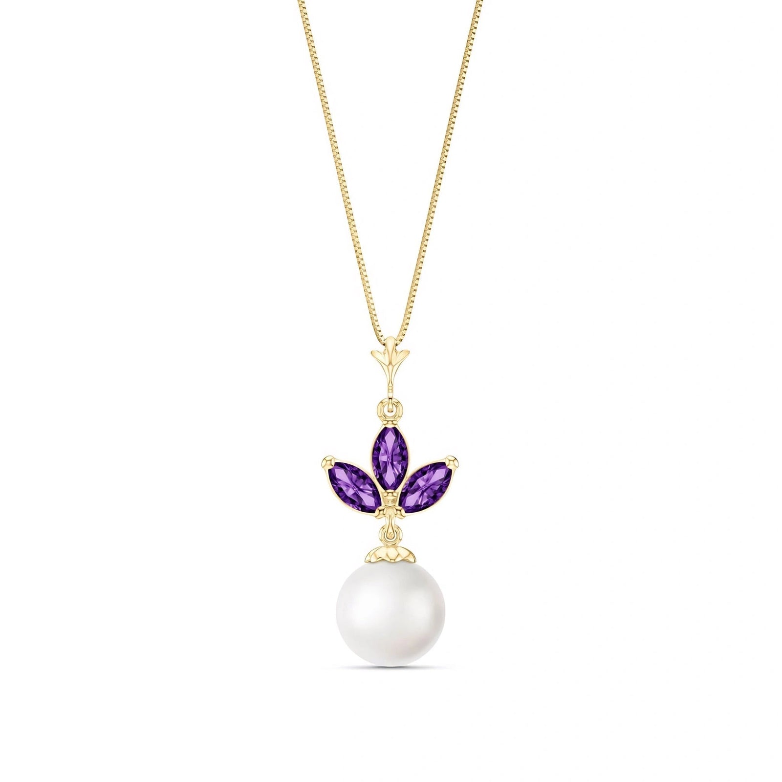 Yellow Gold Necklace Amethyst 10K — Colombina