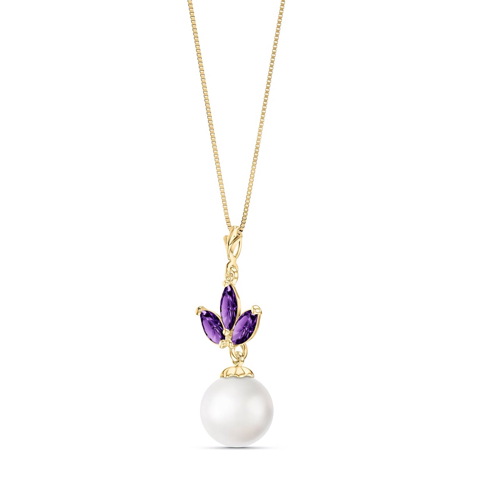 Yellow Gold Necklace Amethyst 10K — Colombina