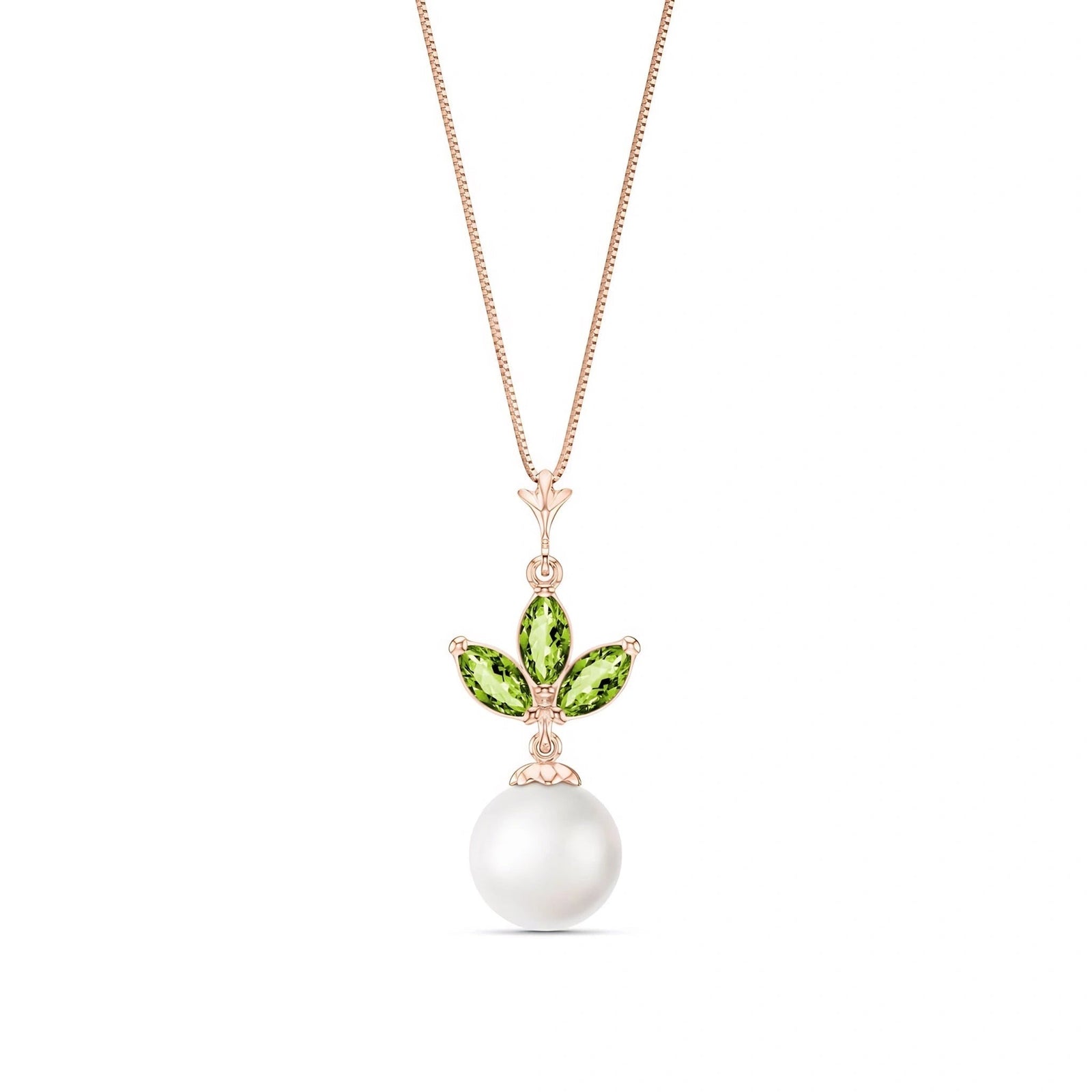Rose Gold Necklace Peridot 10K — Colombina