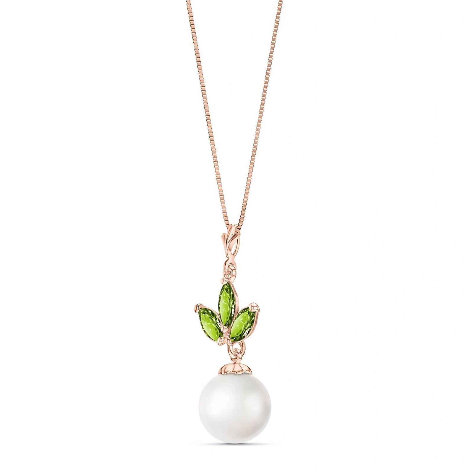 Rose Gold Necklace Peridot 10K — Colombina