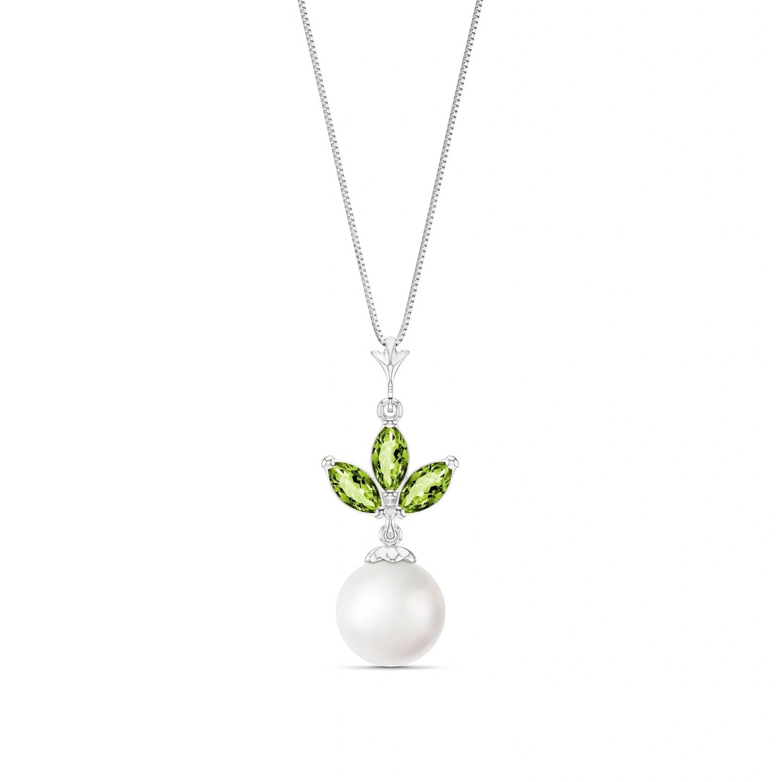 White Gold Necklace Peridot 10K — Colombina