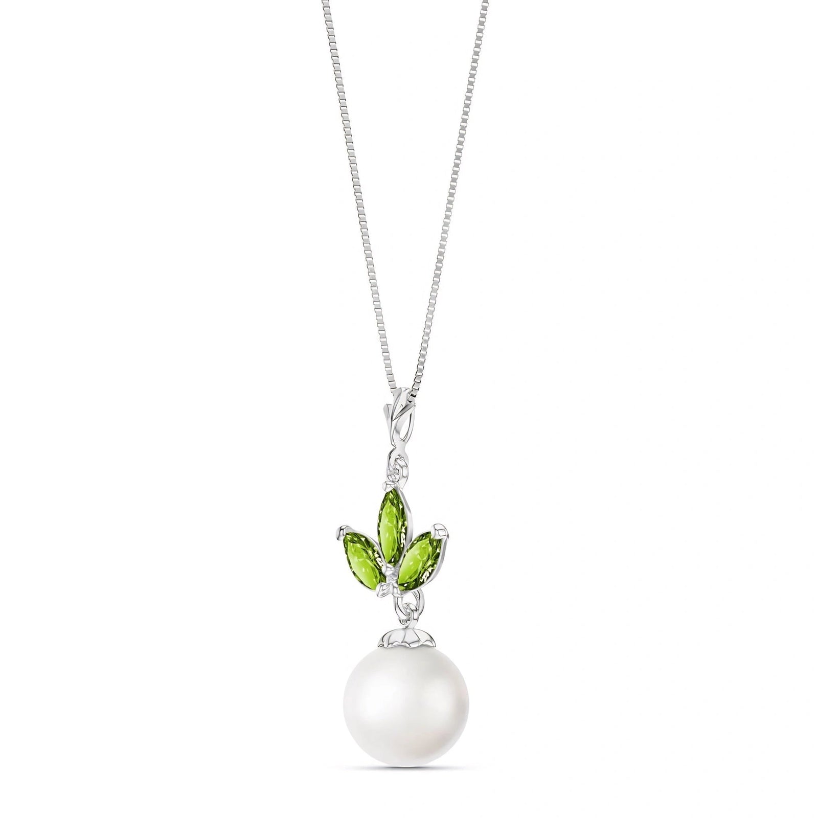 White Gold Necklace Peridot 10K — Colombina