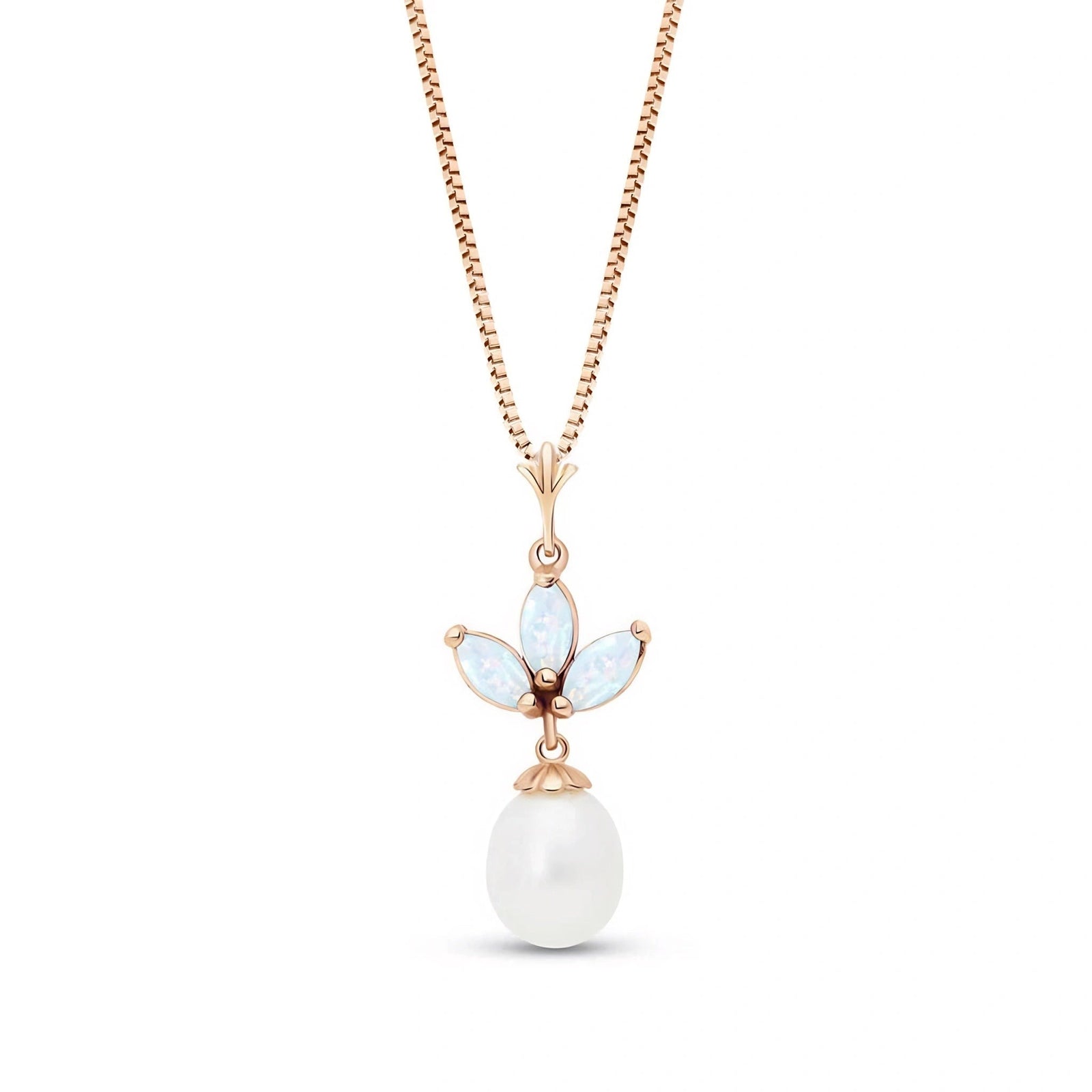 Rose Gold Necklace Opal 10K — Colombina