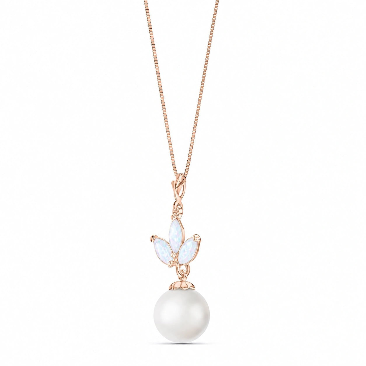 Rose Gold Necklace Opal 10K — Colombina