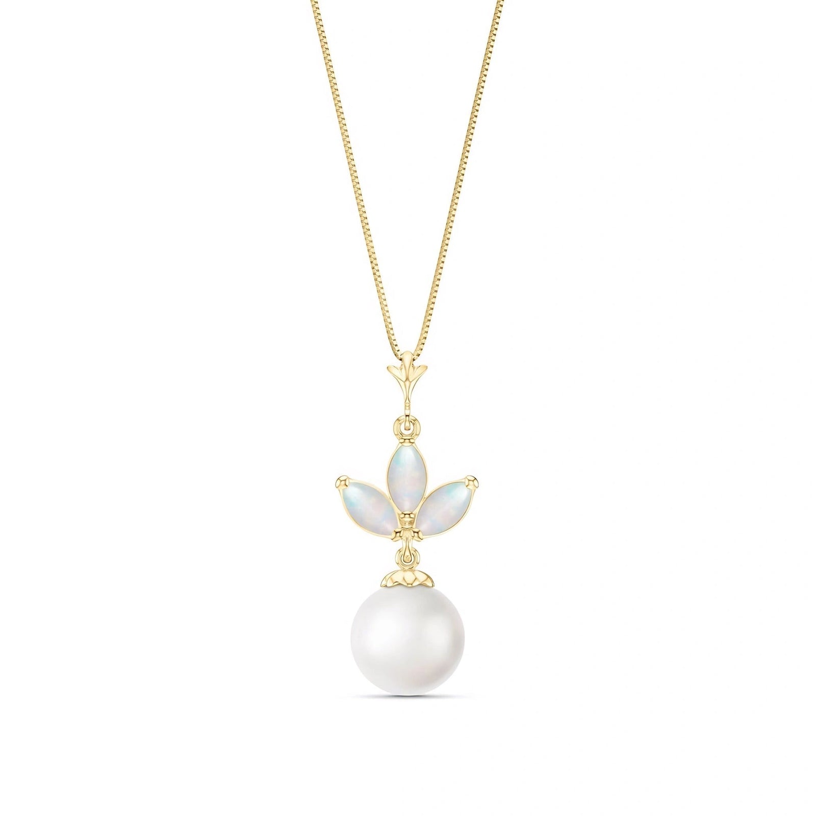 Yellow Gold Necklace Opal 10K — Colombina