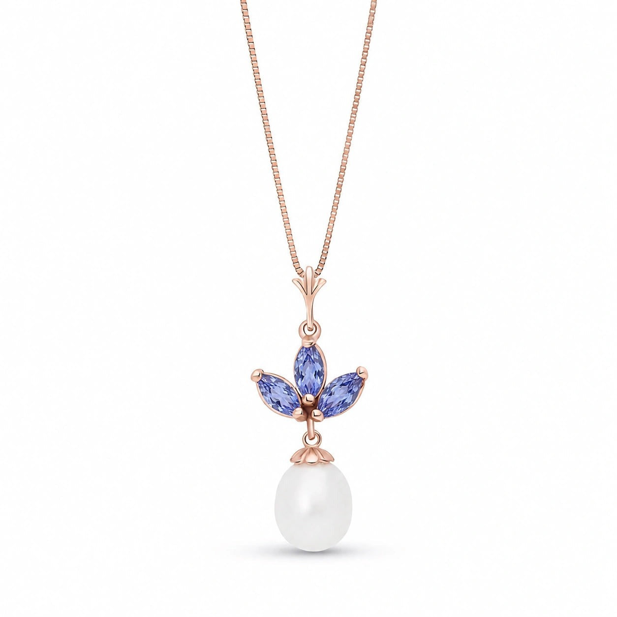 Rose Gold Necklace Tanzanite 10K — Colombina