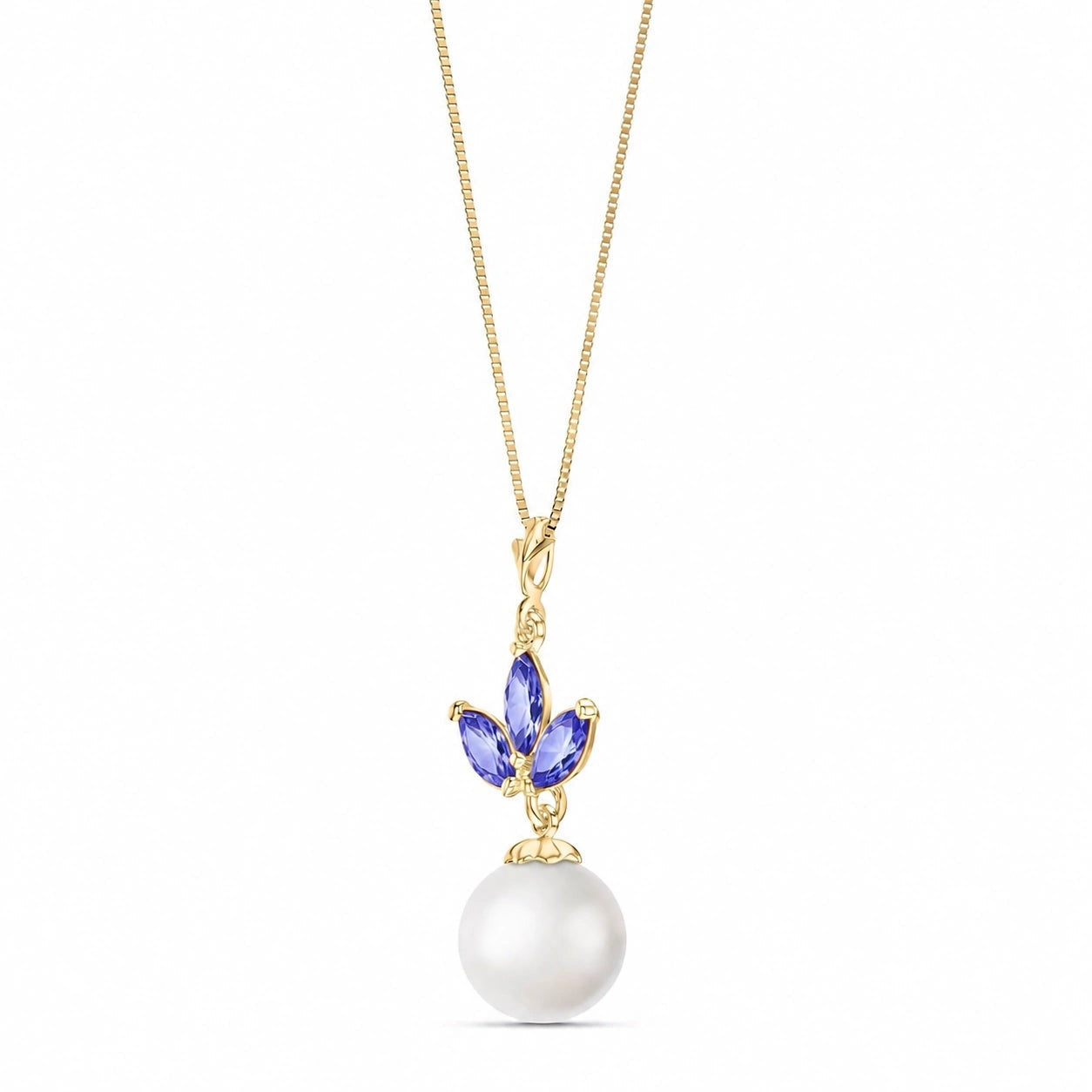 Yellow Gold Necklace Tanzanite 10K — Colombina