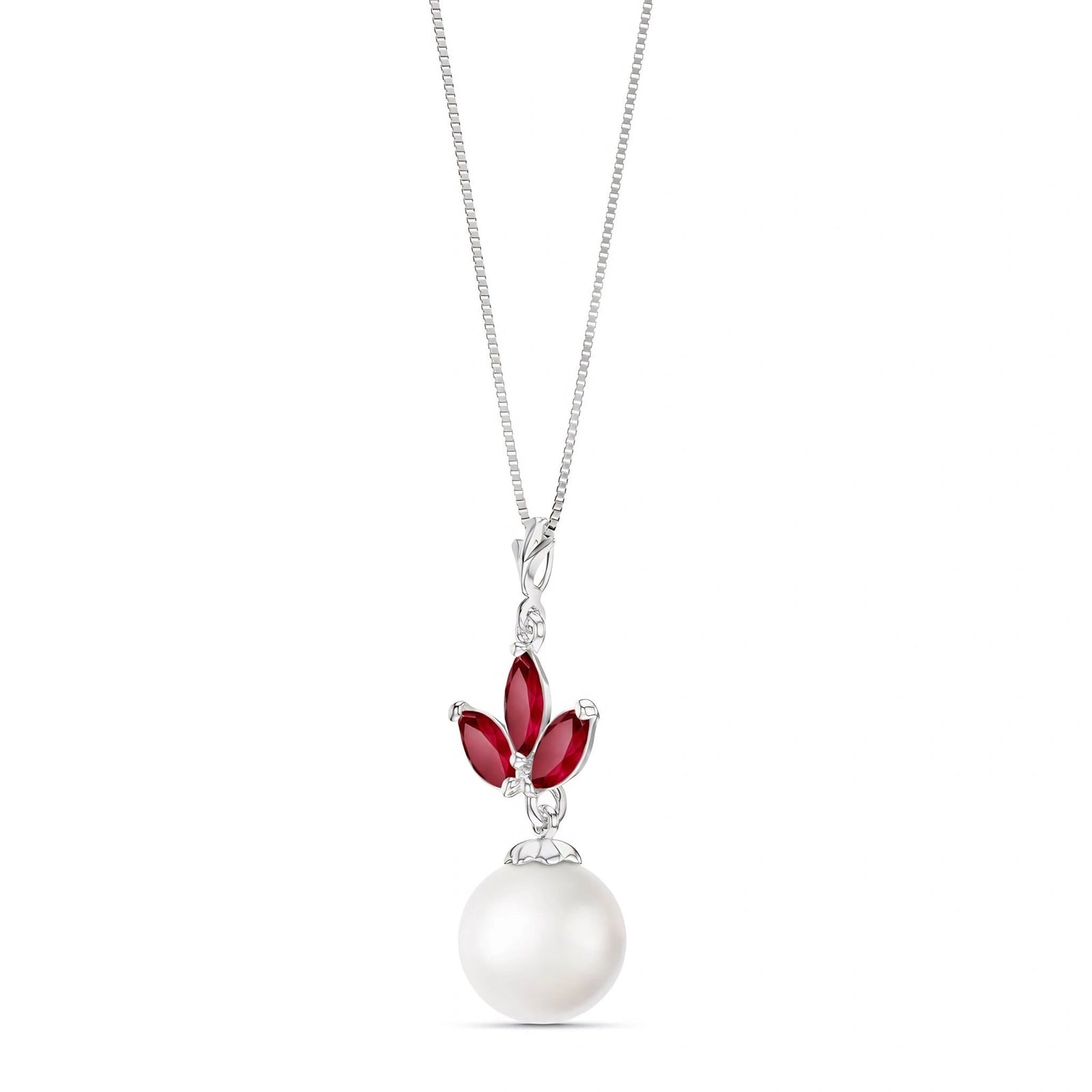 White Gold Necklace Ruby 10K — Colombina