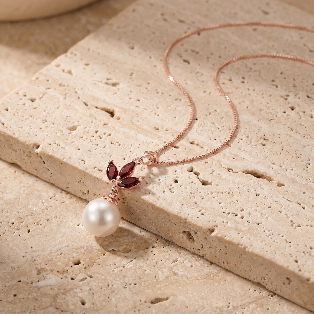 Rose Gold Necklace White Topaz 10K — Colombina